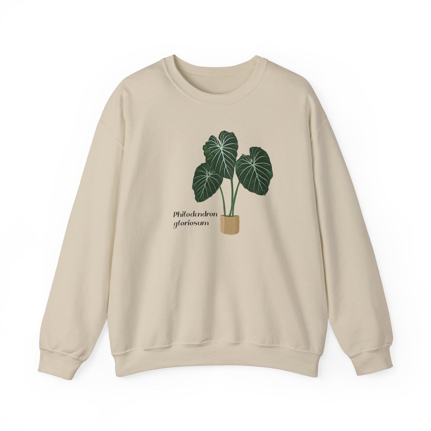 Philodendron Gloriosum Plant Lover Crewneck Sweatshirt - Beige