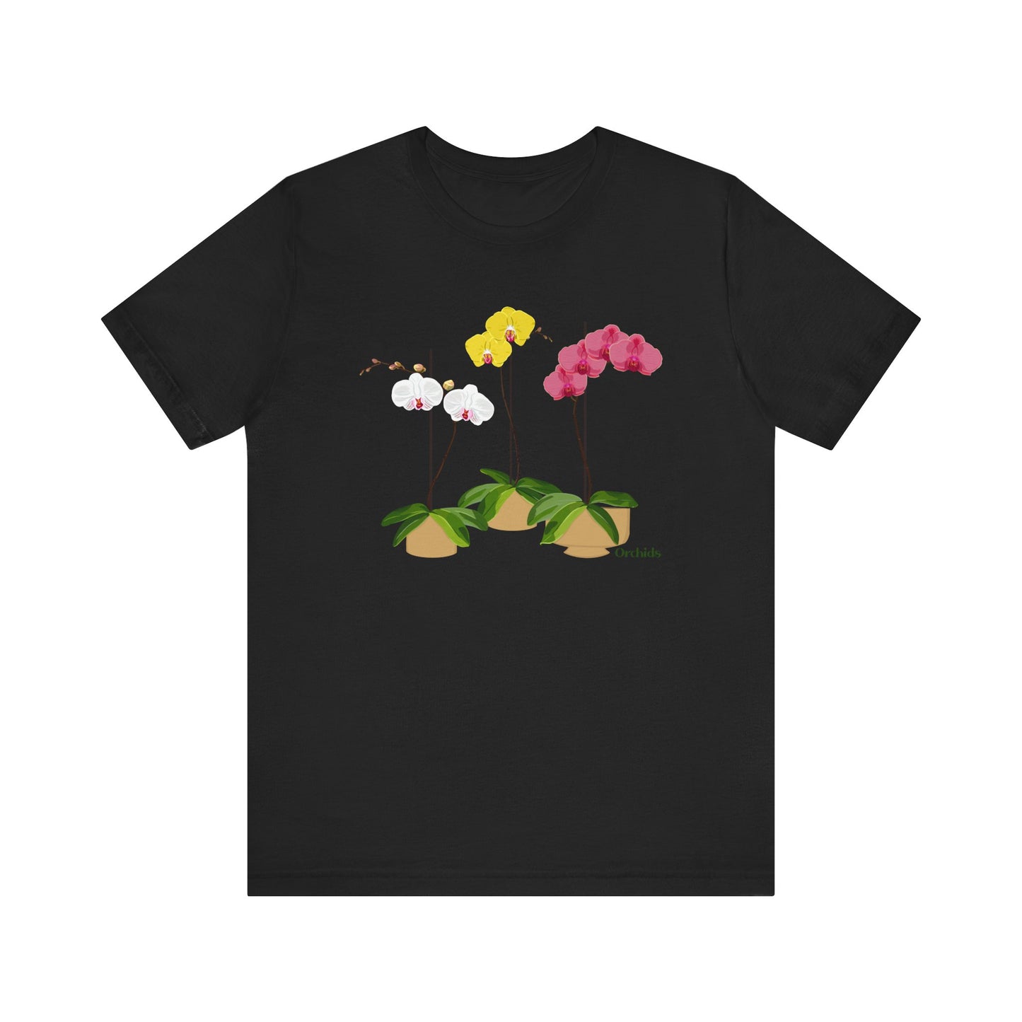 Orchid Trio T-Shirt for Plant and Flower Lovers - White, Black, Pink, Mauve, Green or Blue