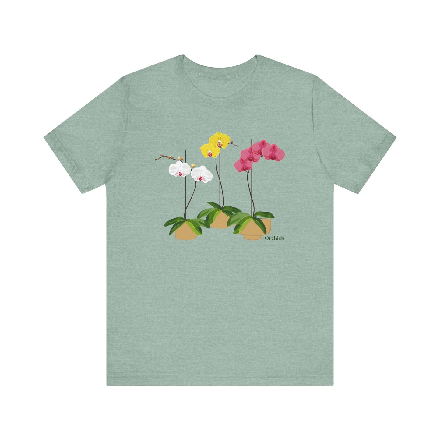 Orchid Trio T-Shirt for Plant and Flower Lovers - White, Black, Pink, Mauve, Green or Blue