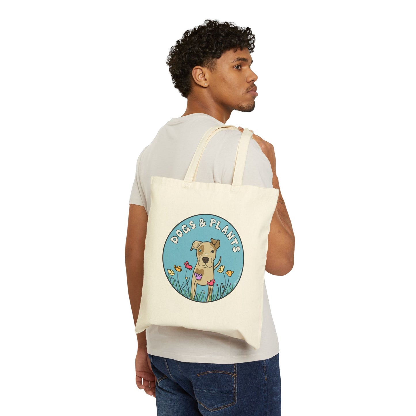 Dogs & Plants Pitbull & Plant Lover Canvas Tote Bag