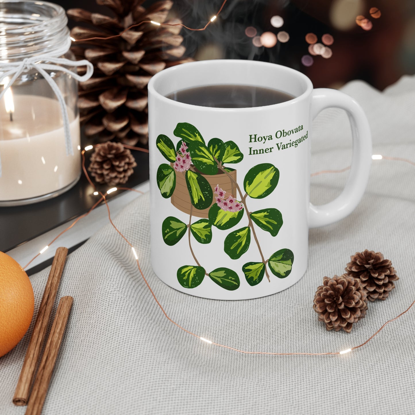 Hoya Obovata Inner Variegated Plant Lover Mug - White