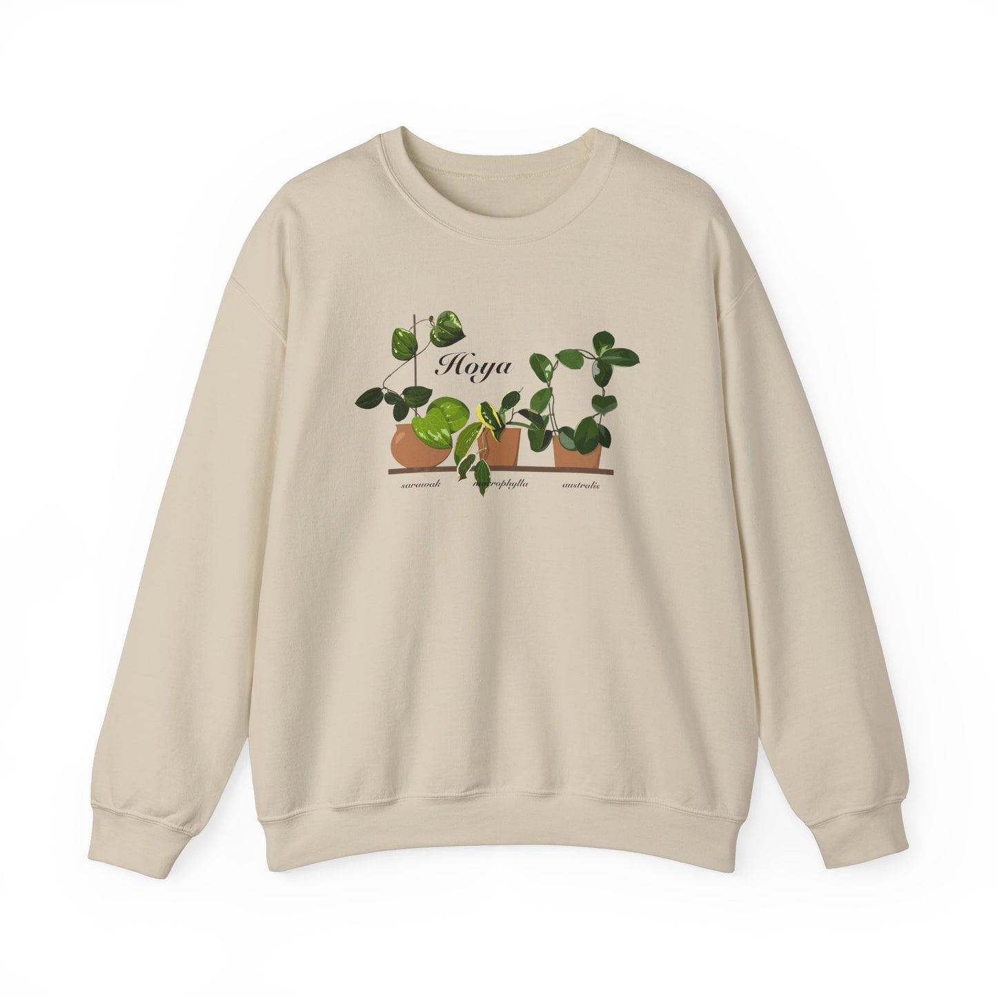 Hoya Sarawak, Macrophylla and Australis Trio Plant Lover Crewneck Sweatshirt - Beige