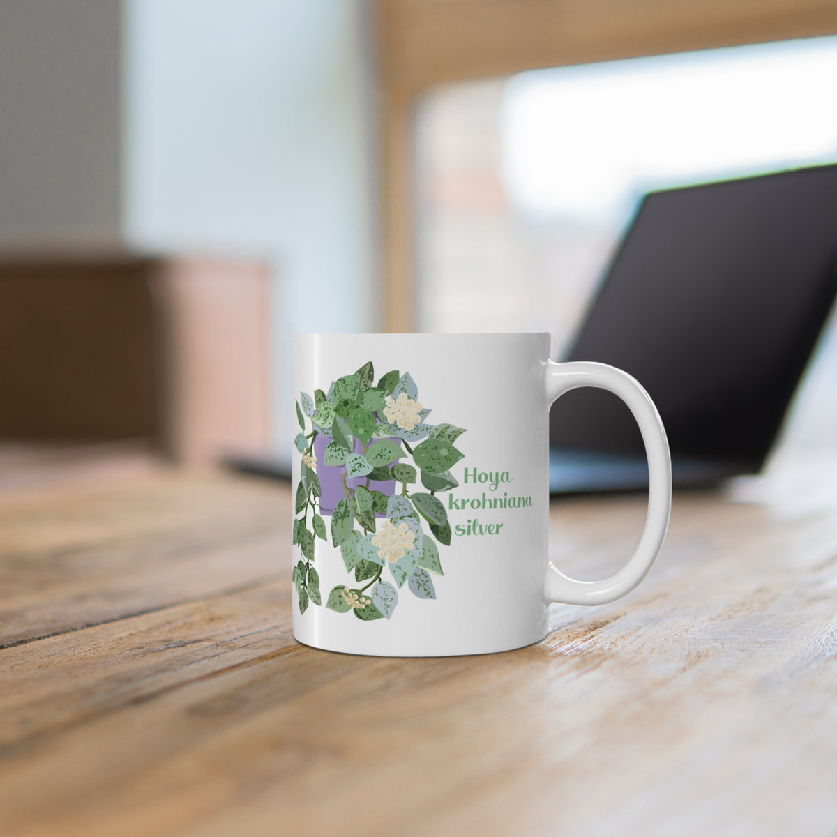 Blooming Hoya Krohniana Silver Plant Lover Mug - White