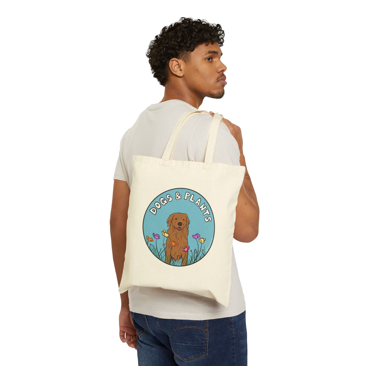 Dogs & Plants Golden Retriever & Plant Lover Canvas Tote Bag