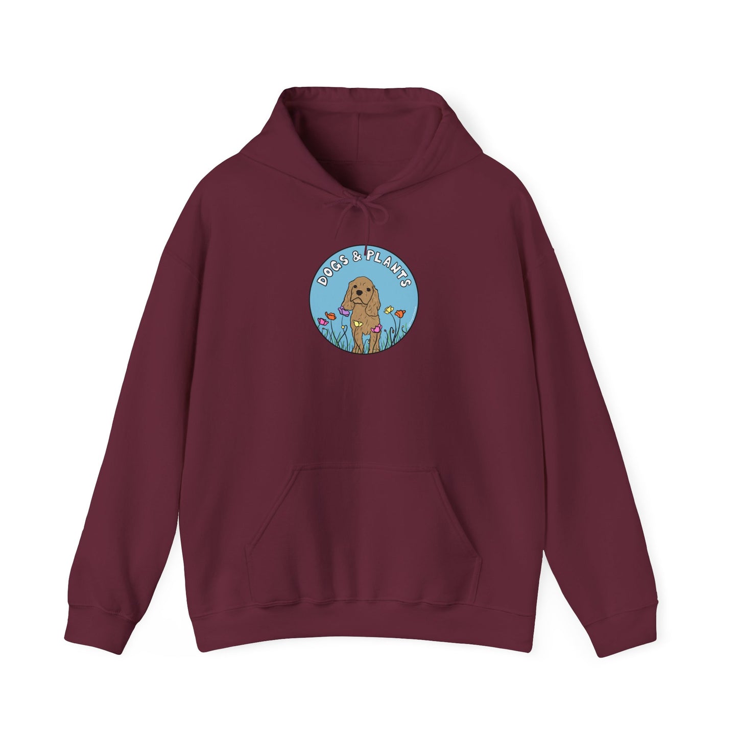 Dogs & Plants Hoodie for Puppy & Plant Lovers - Maroon