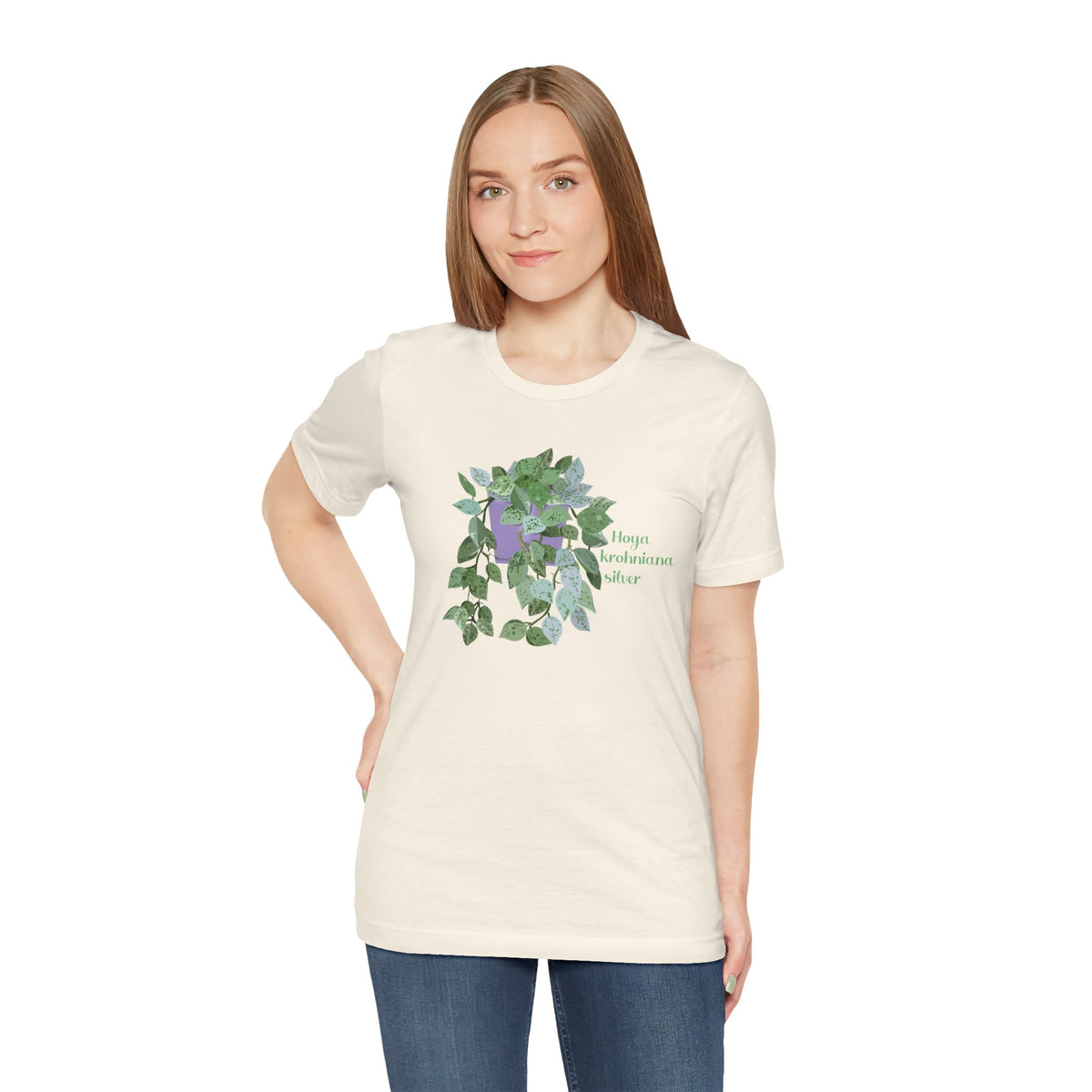 Hoya Krohniana Silver Plant Lover T-Shirt - White, Natural, Black
