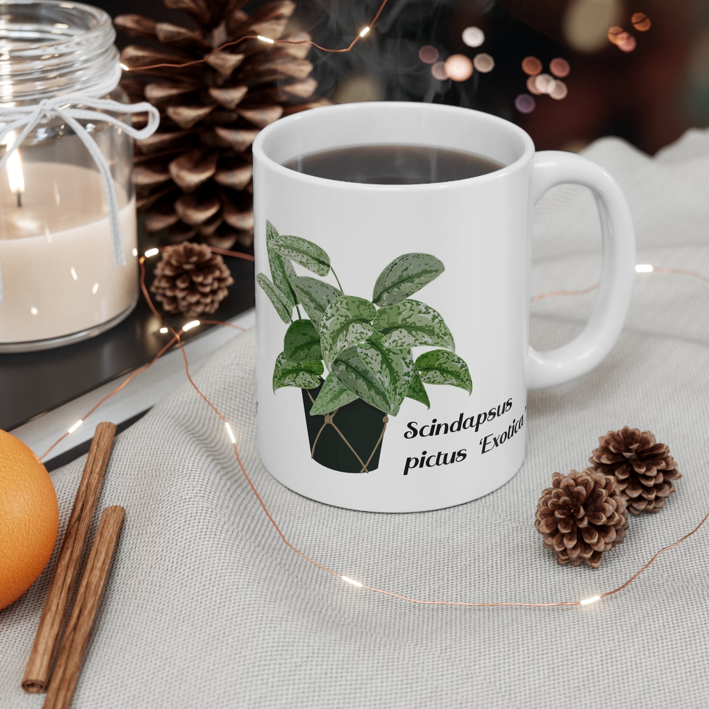 Scindapsus Pictus "Exotica" Plant Lover Mug - White
