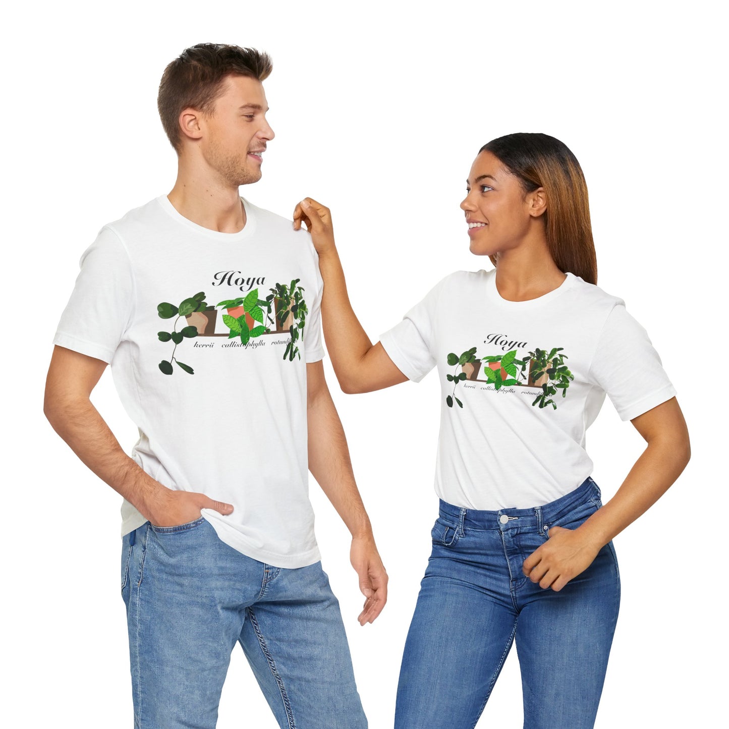 Hoya Kerrii, Callistophylla and Rotundiflora Trio Plant Lover T-Shirt - White
