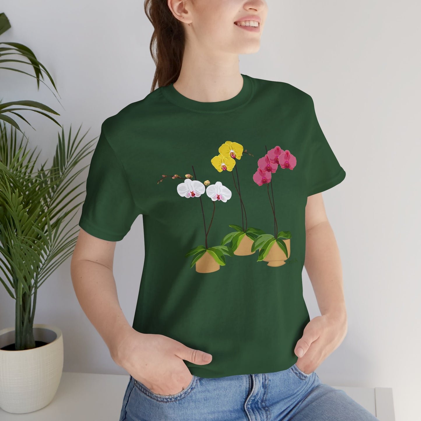Orchid Trio T-Shirt for Plant and Flower Lovers - White, Black, Pink, Mauve, Green or Blue