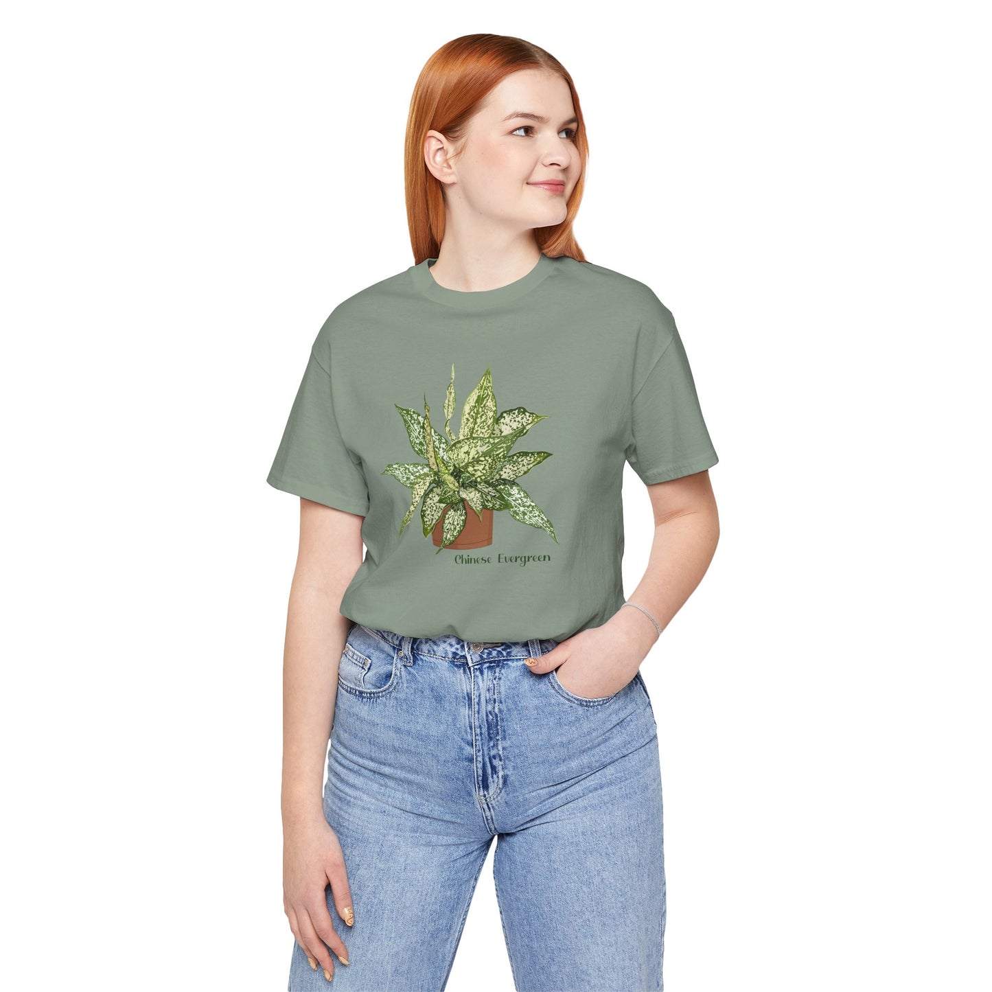 Chinese Evergreen T-Shirt for Plant Lovers - White, Black, Mauve, Tan or Sage