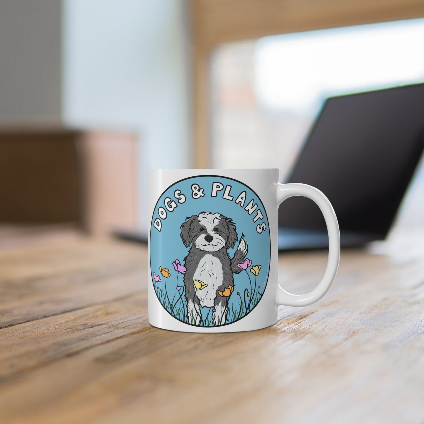Dogs & Plants Doodle & Plant Lover Mug - White