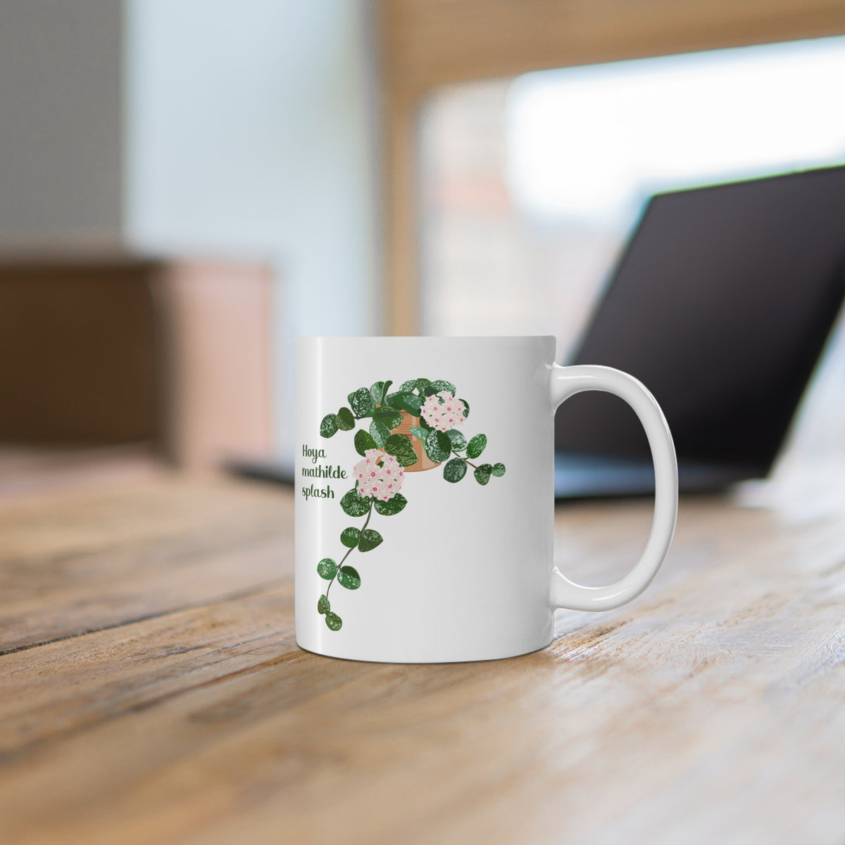 Blooming Hoya Mathilde Splash Plant Lover Mug - White