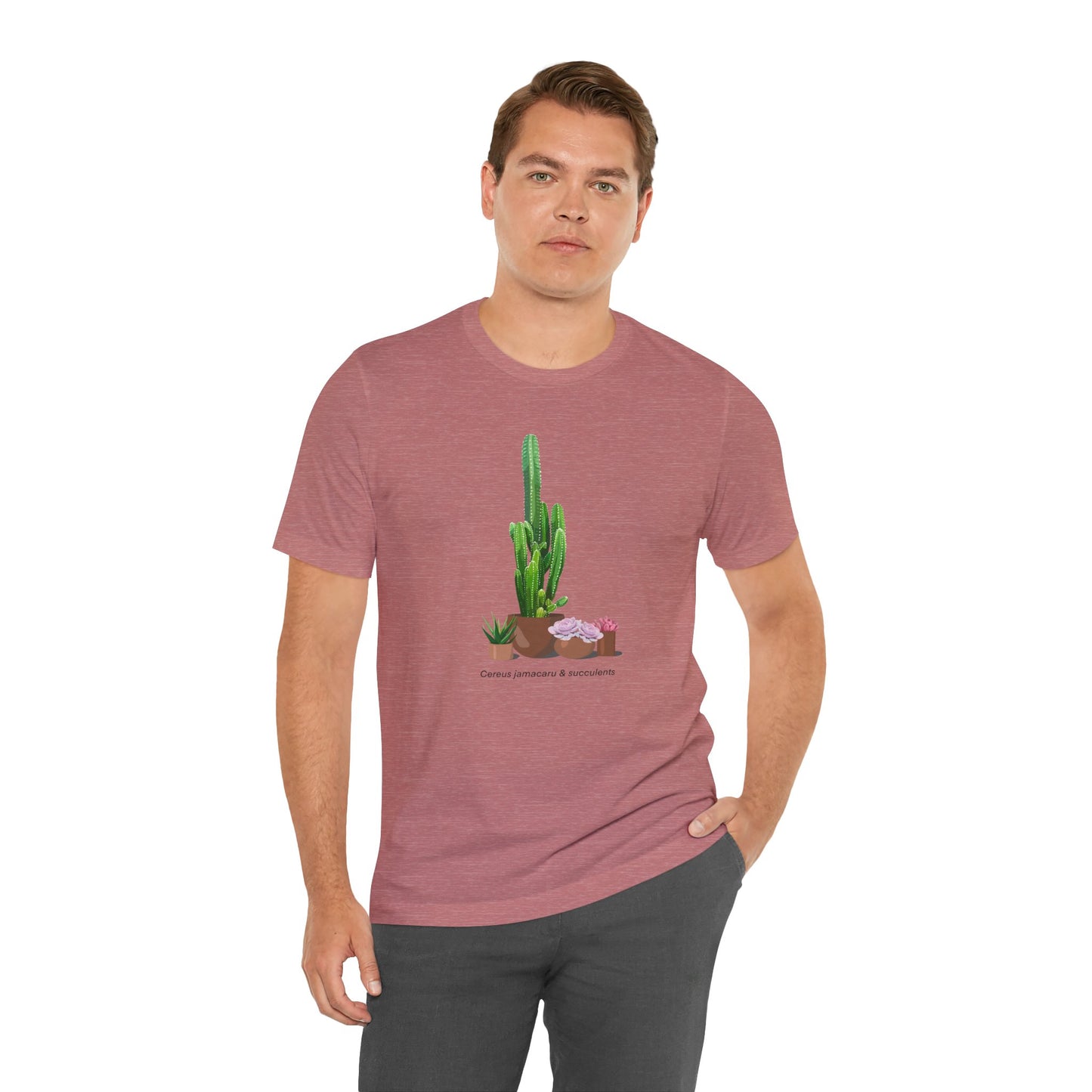 Cactus Jamacaru and Succulents T-Shirt - Heather Mauve