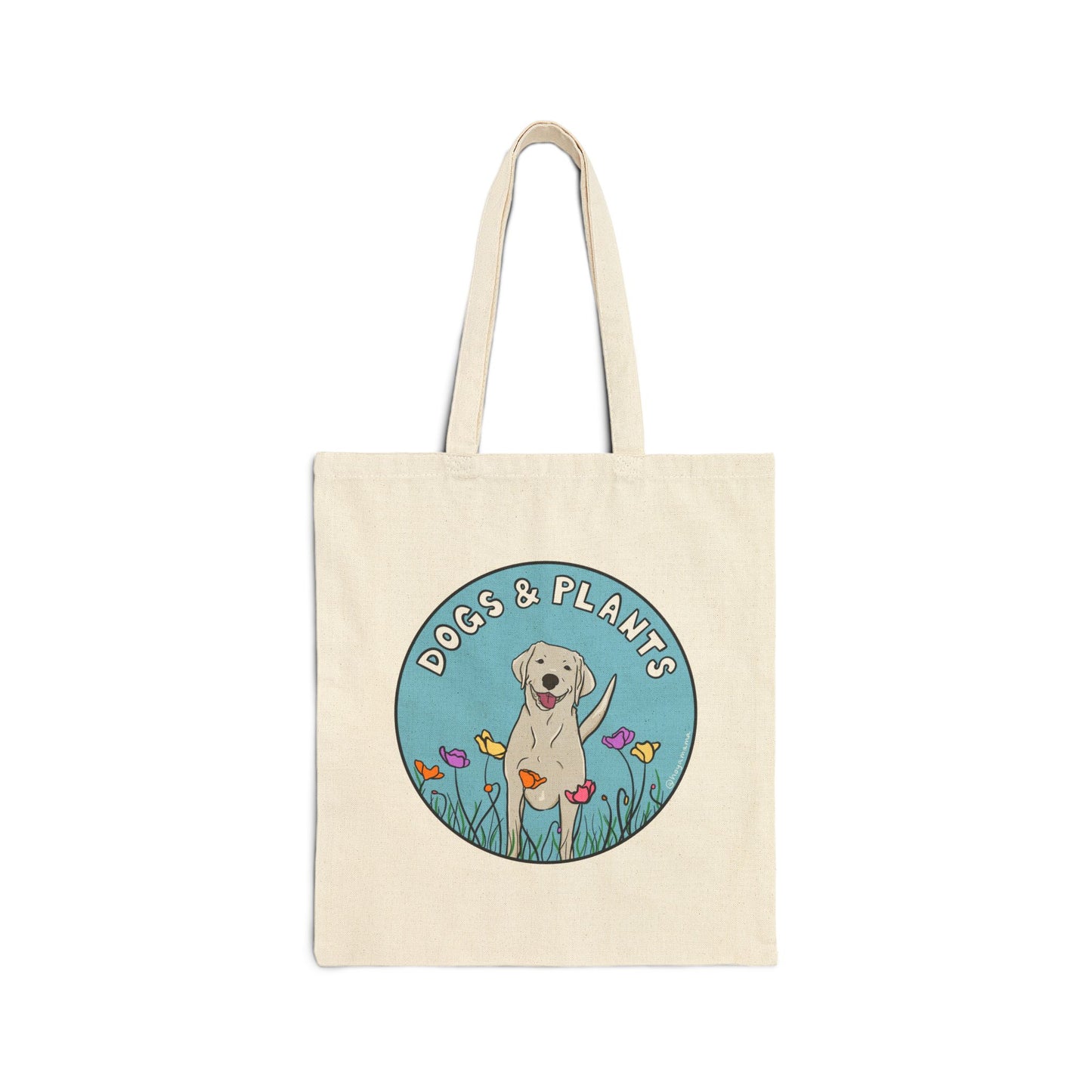 Dogs & Plants White Labrador & Plant Lover Canvas Tote Bag