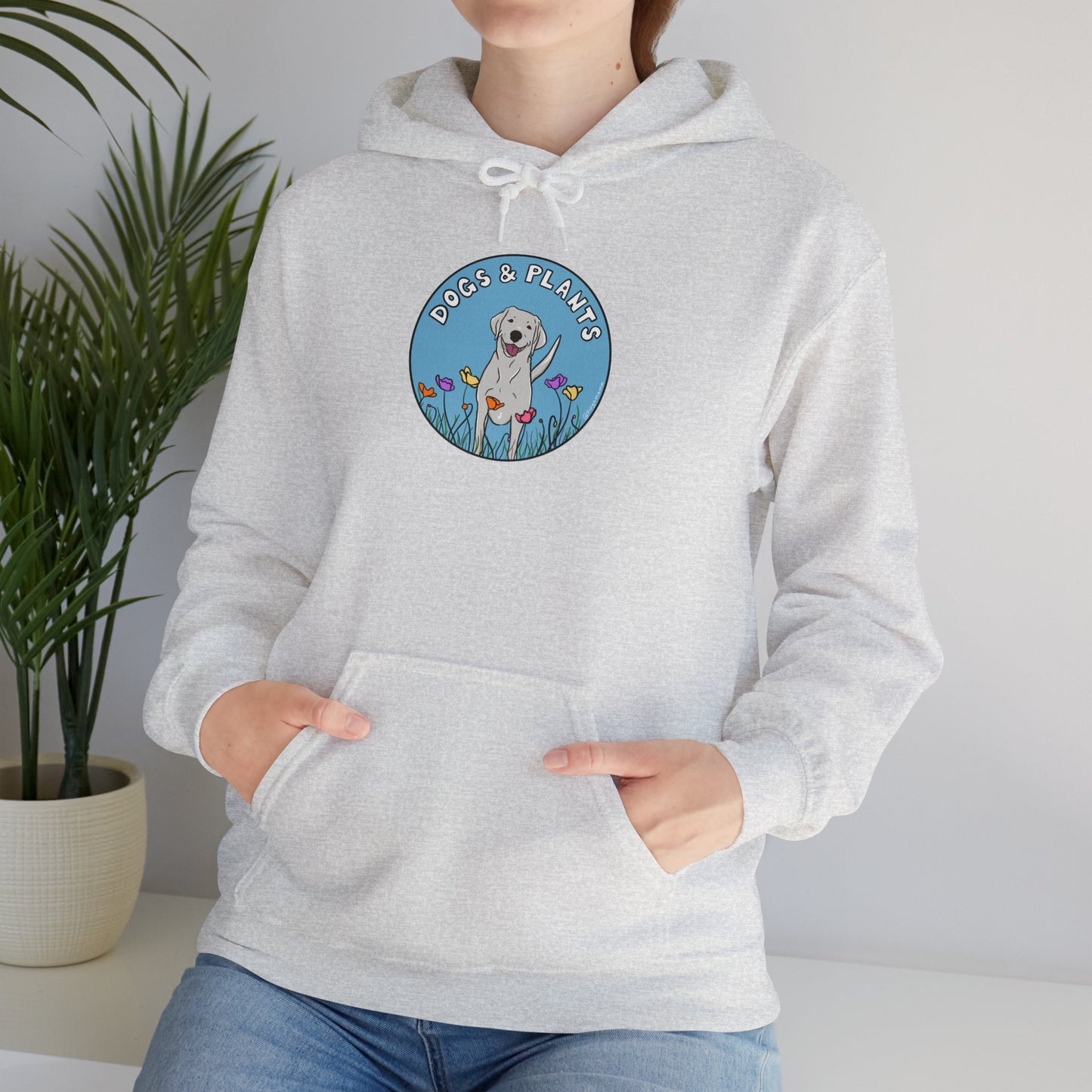 Dogs & Plants Hoodie for White Labrador & Plant Lovers - Ash Grey