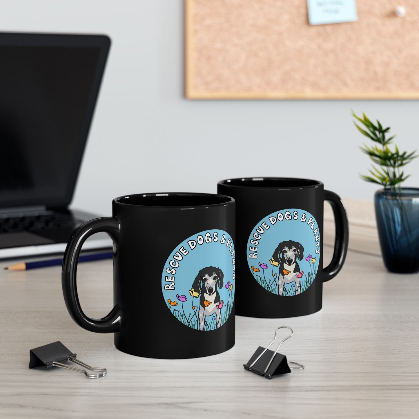 Dogs & Plants Rescue Dogs & Plant Lover Mug - Black