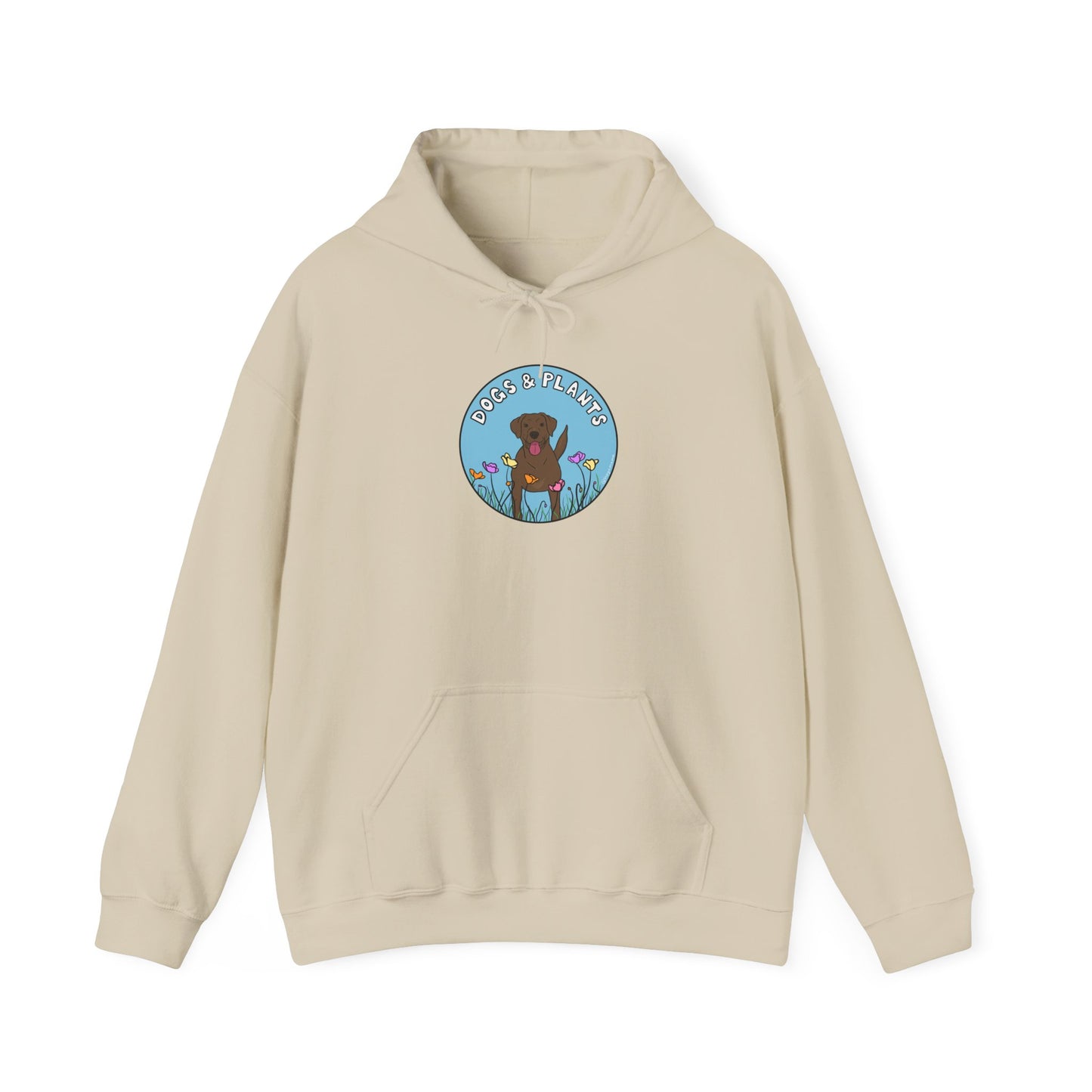 Dogs & Plants Hoodie for Brown Lab & Plant Lovers - Sand
