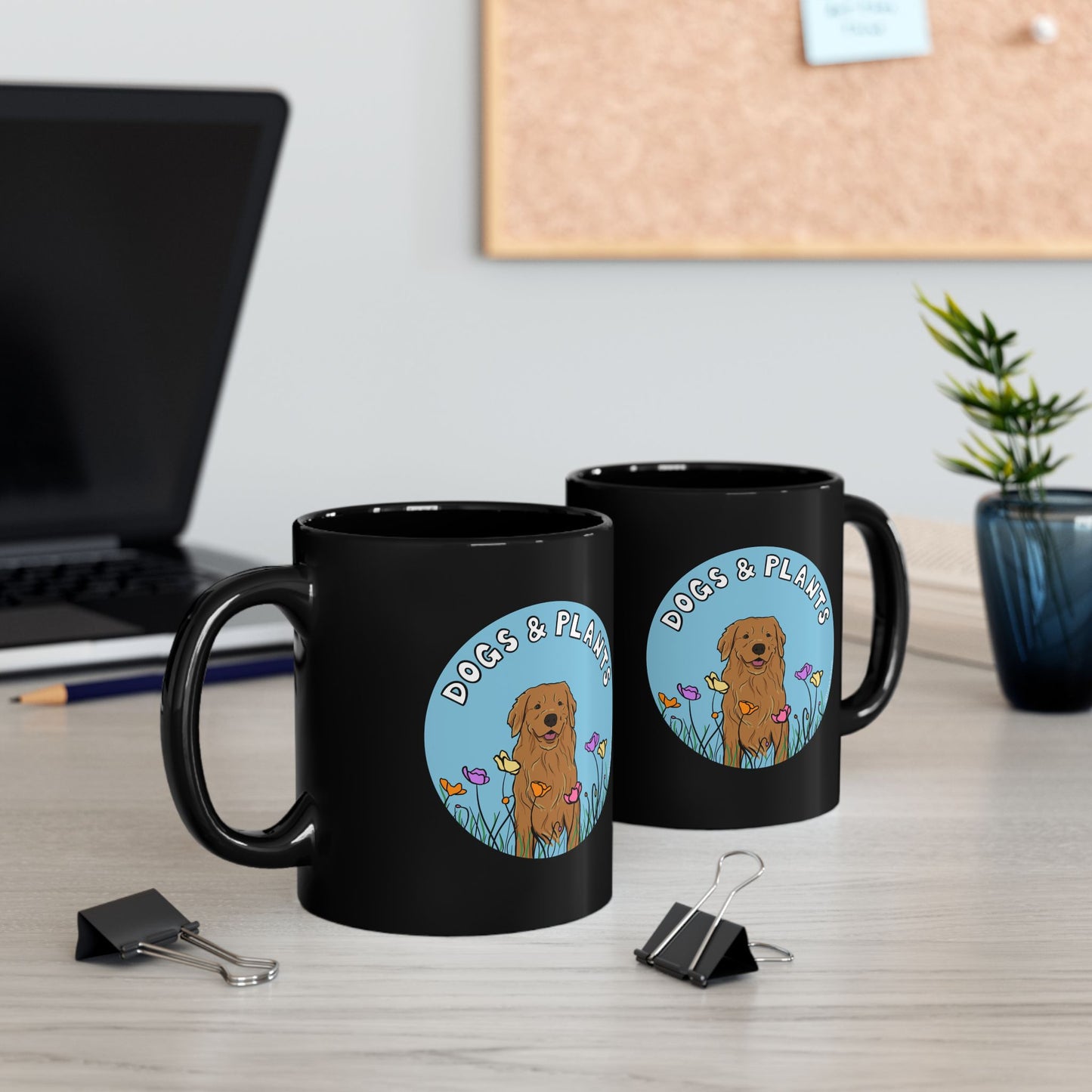 Dogs & Plants Golden Retriever & Plant Lover Mug - Black