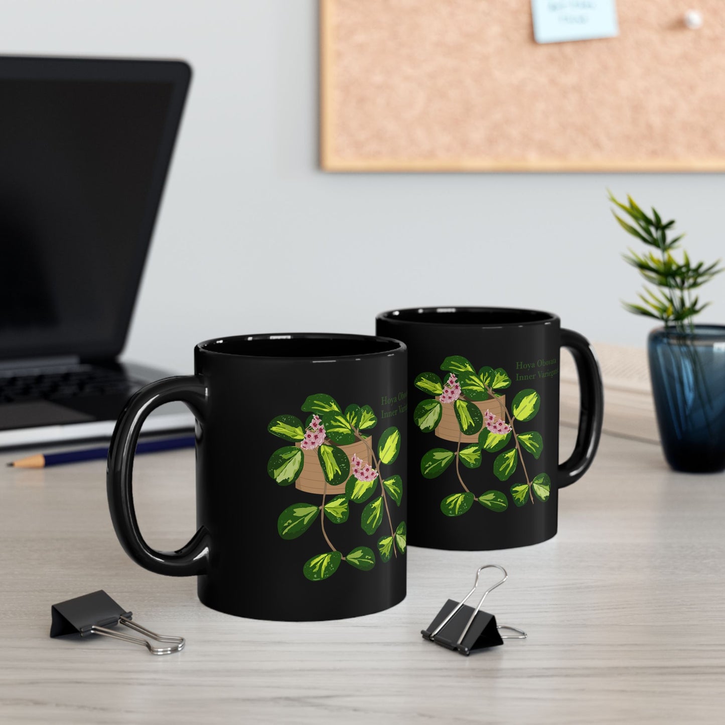 Hoya Obovata Inner Variegated Plant Lover Mug - Black