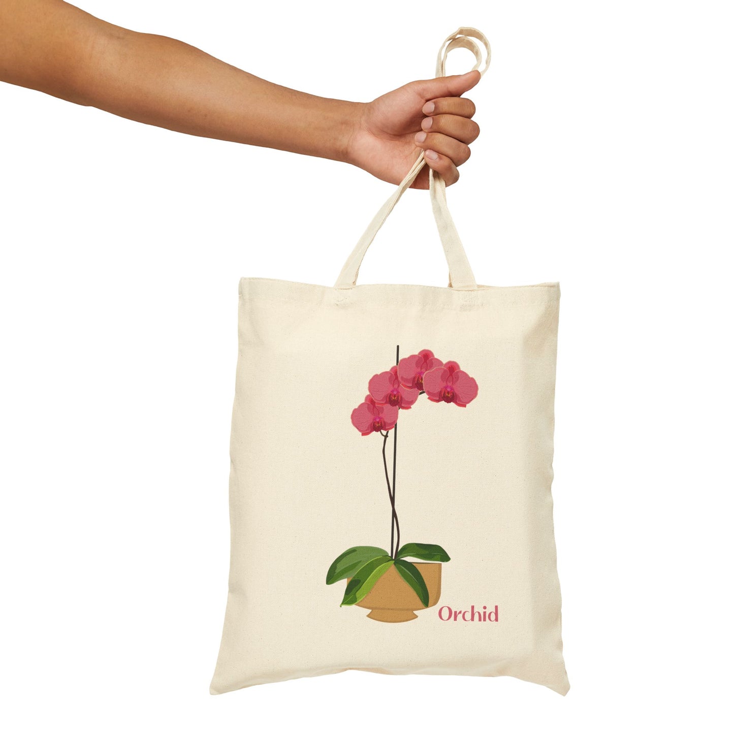Pink Orchid Plant and Flower Lover Canvas Tote Bag