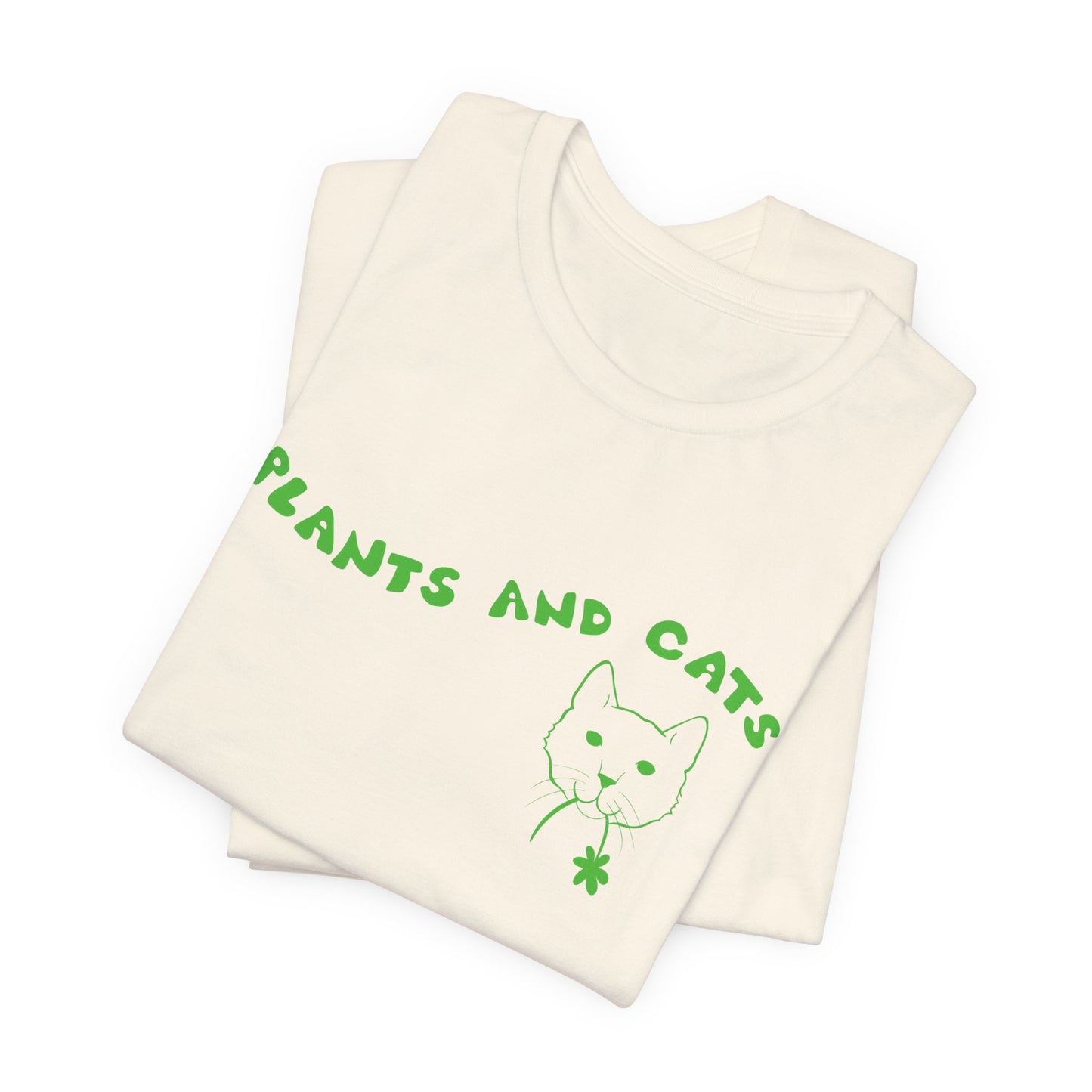Plants and Cats Lover T-Shirt - White, Natural, Black, Pink
