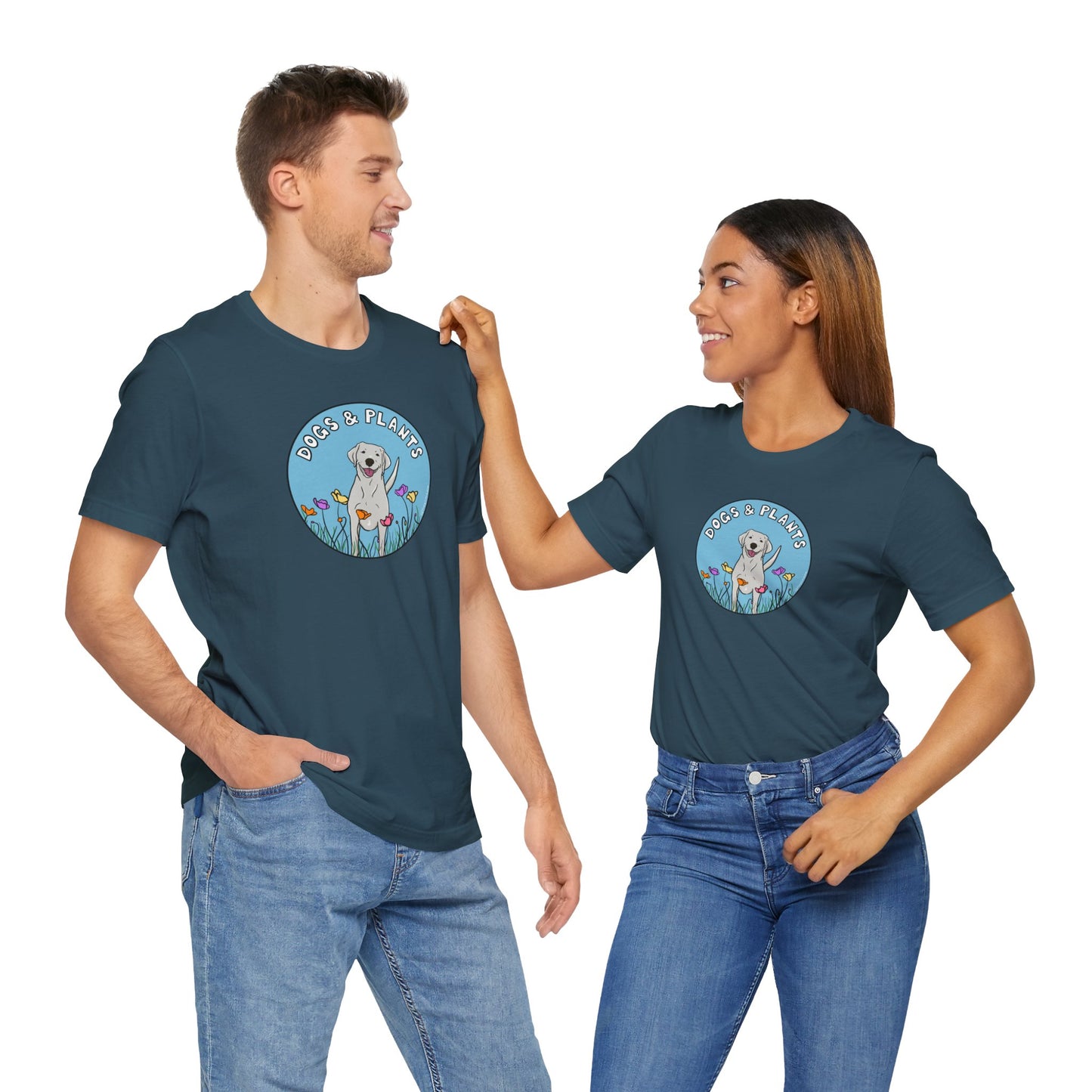 Dogs & Plants T-Shirt for White Labrador & Plant Lovers - Deep Teal