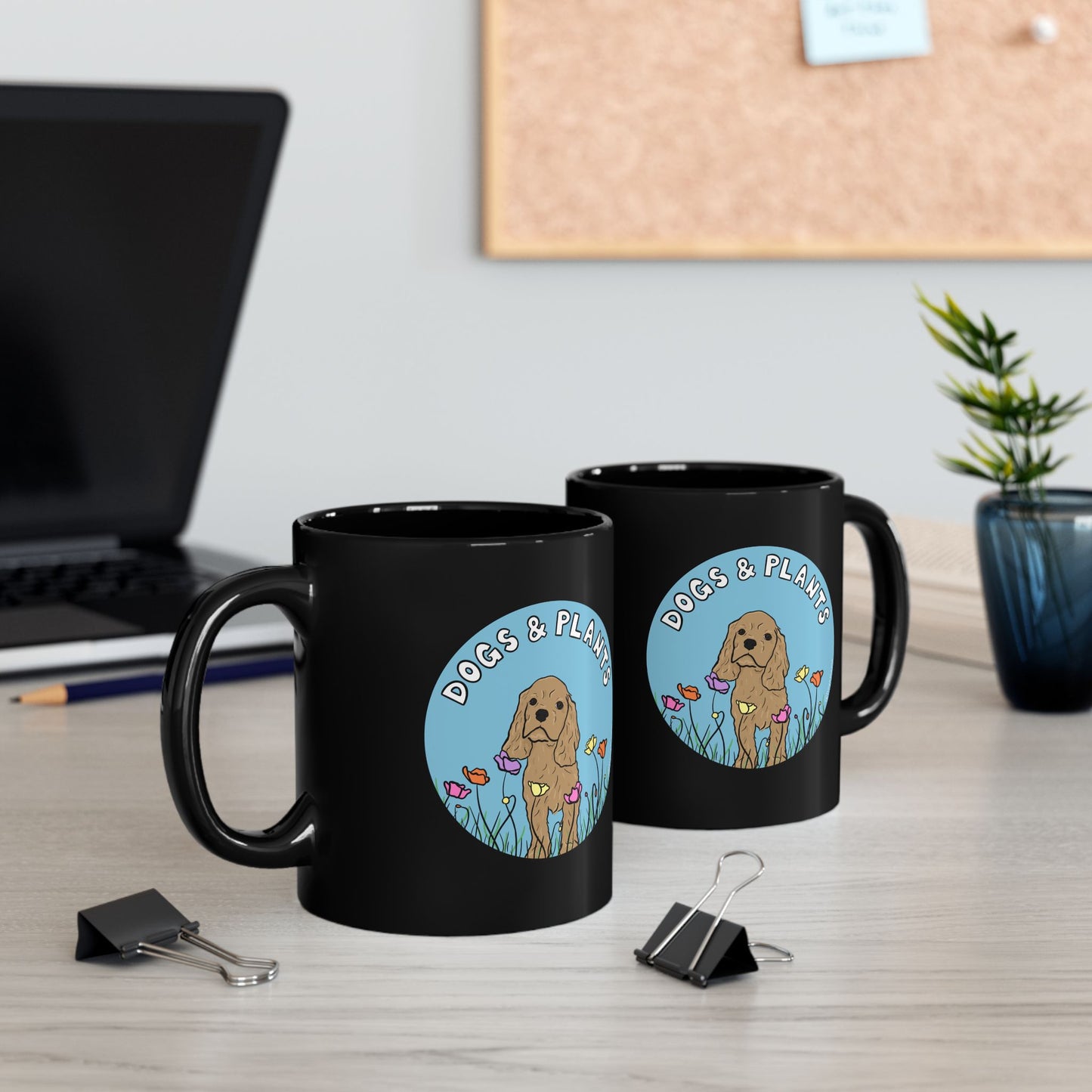 Dogs & Plants Puppy & Plant Lover Mug - Black