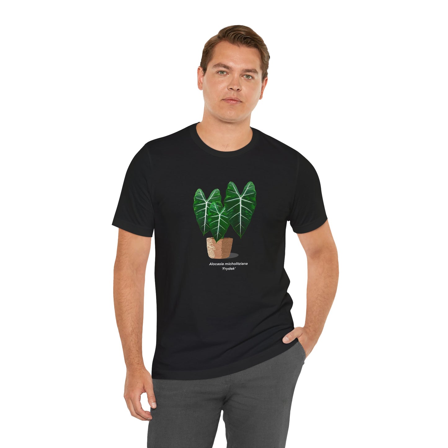 Alocasia Micholitziana "Frydek" Plant Lover T-Shirt - Black