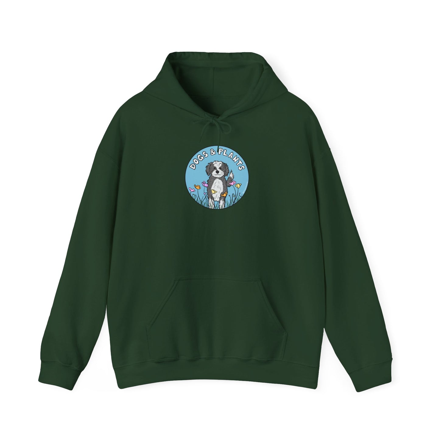 Dogs & Plants Hoodie for Doodle & Plant Lovers - Forest Green