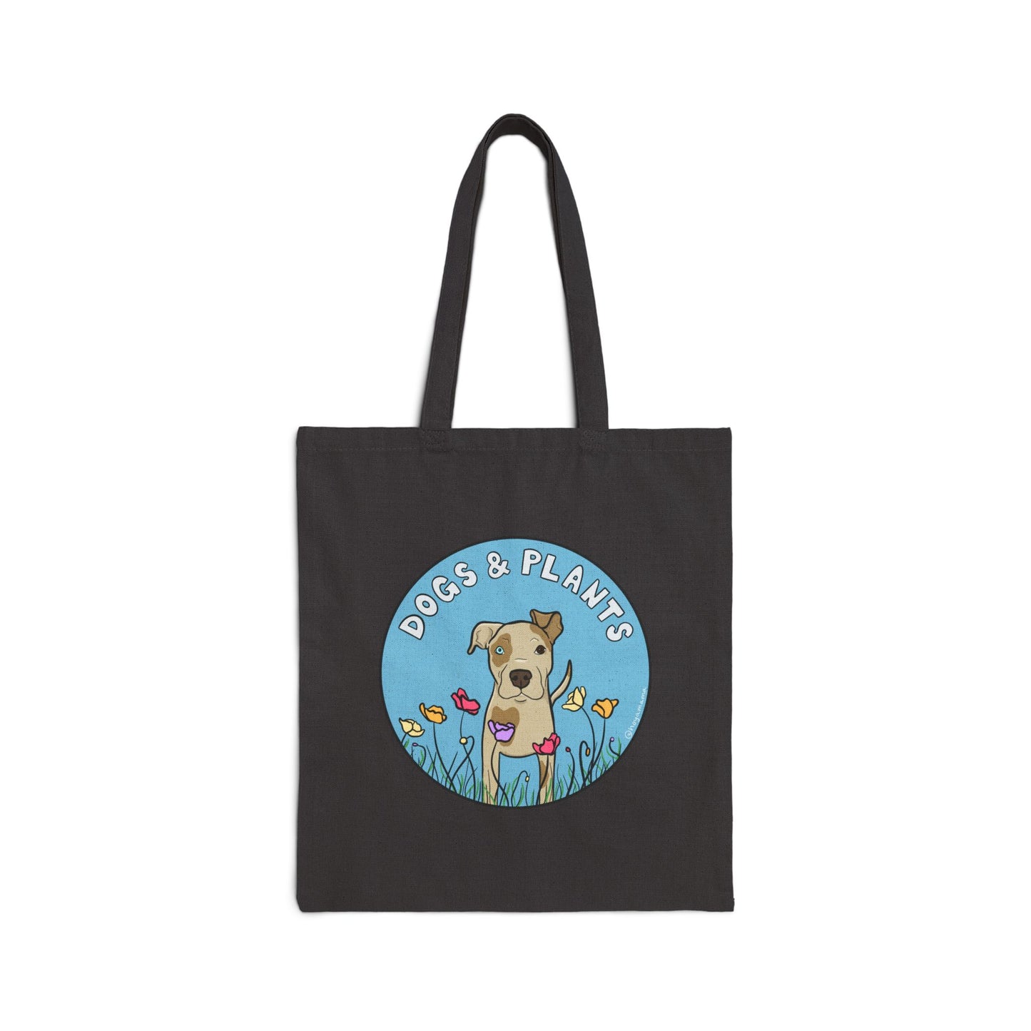 Dogs & Plants Pitbull & Plant Lover Canvas Tote Bag - Black