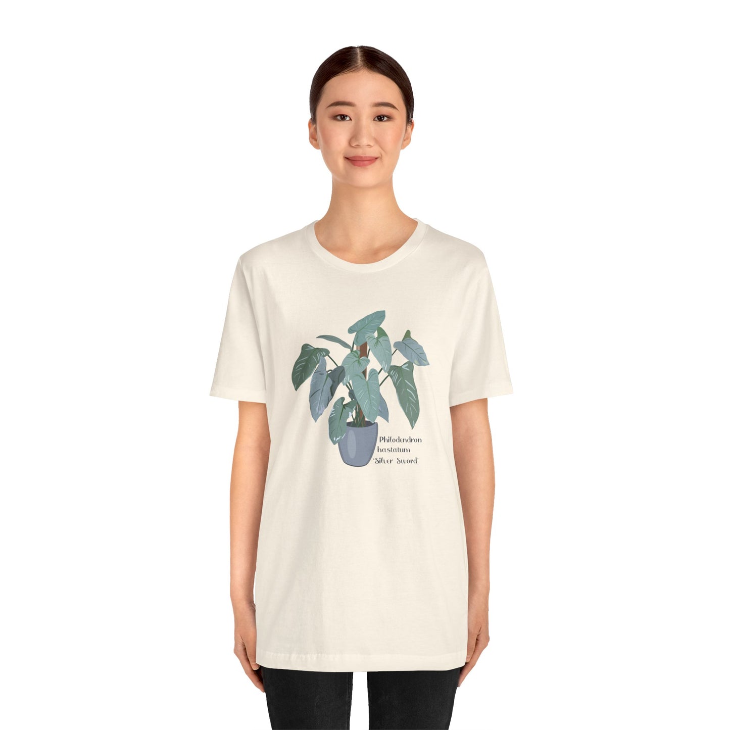 Philodendron Hastatum 'Silver Sword' Plant Lover T-Shirt - White, Natural, Black