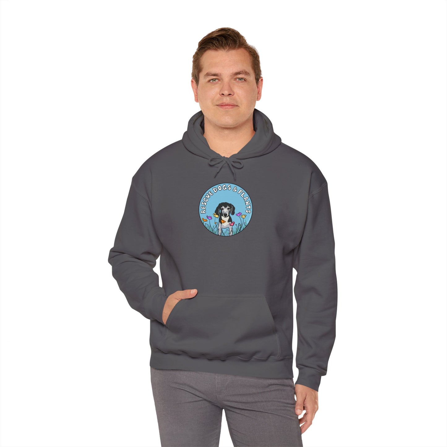 Dogs & Plants Hoodie for Rescue Dogs & Plant Lovers - Charcoal