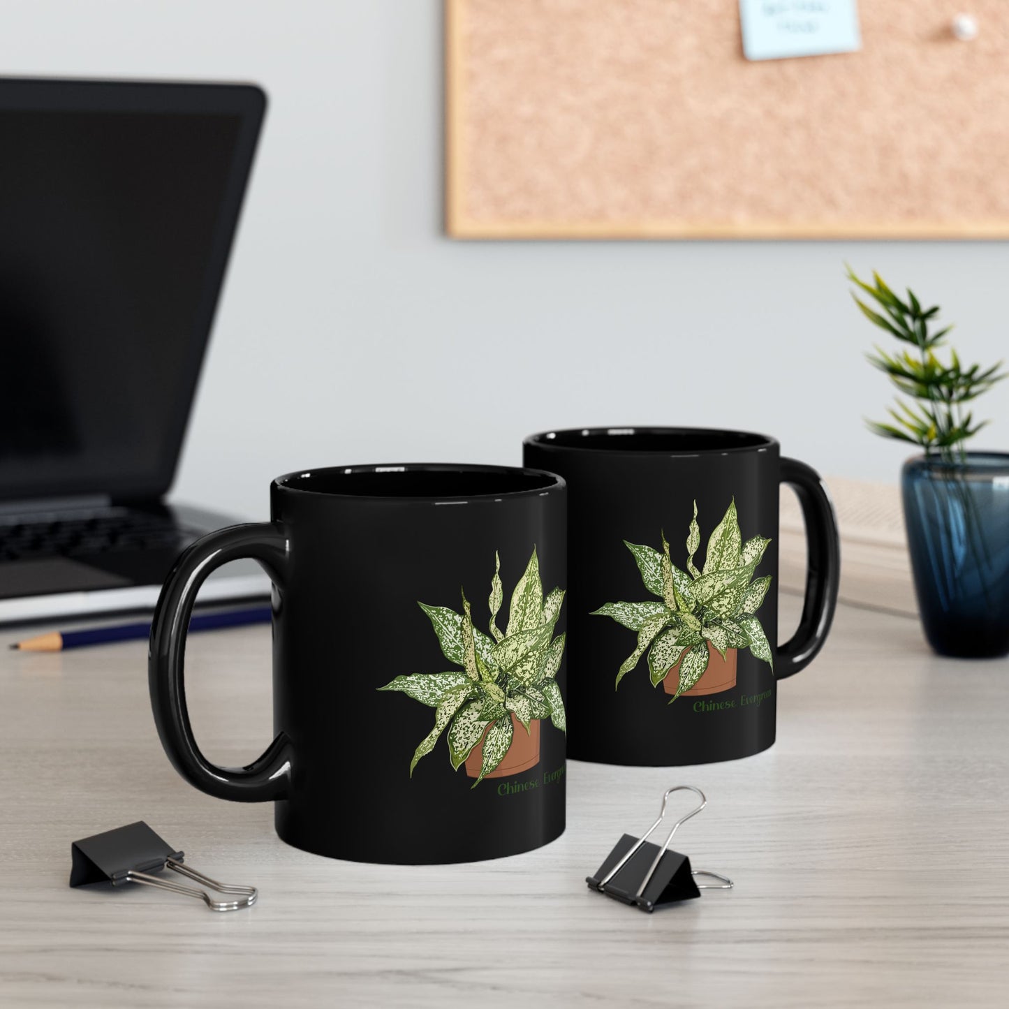 Chinese Evergreen Plant Lover Mug - Black