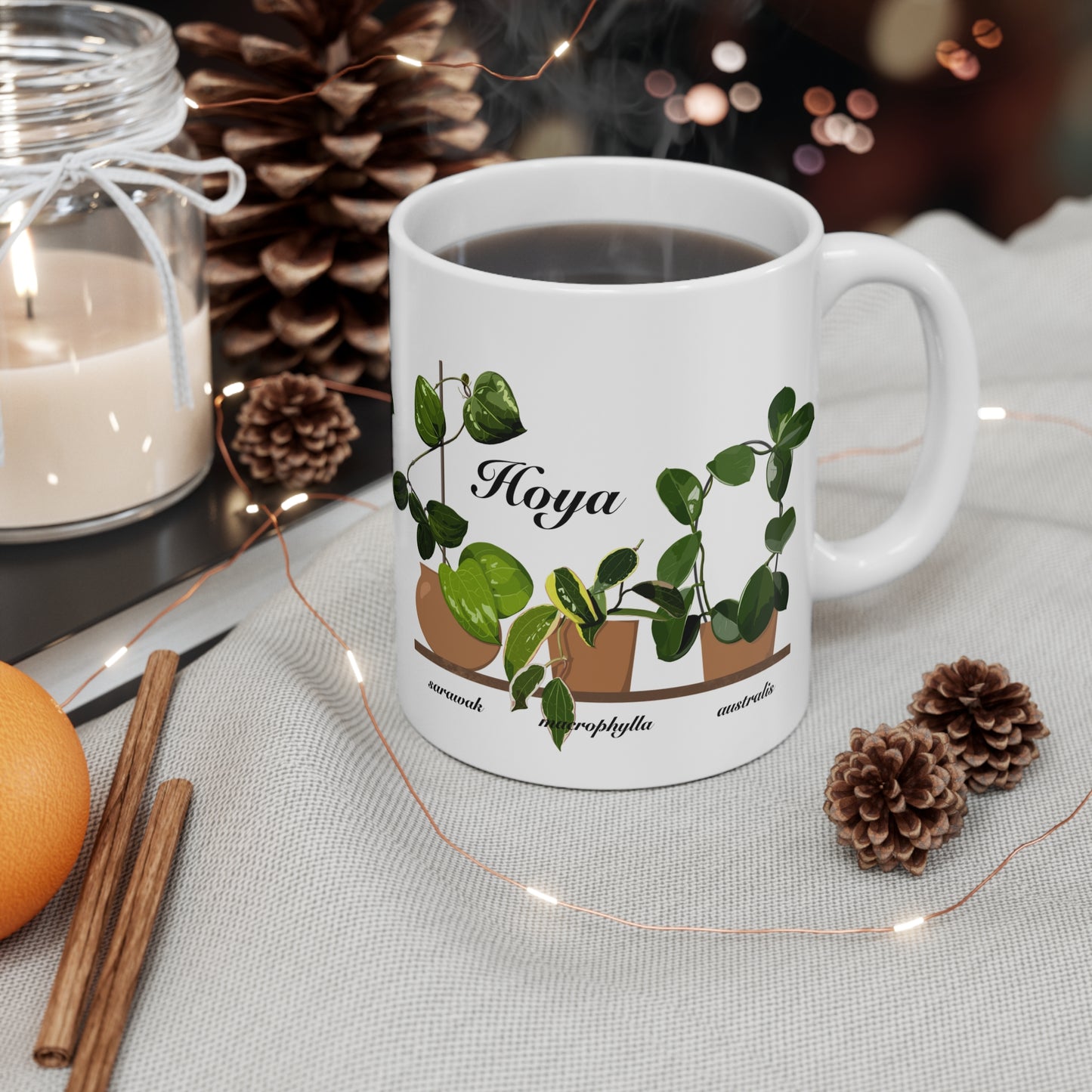 Hoya Sarawak, Macrophylla and Australis Trio Plant Lover Mug - White
