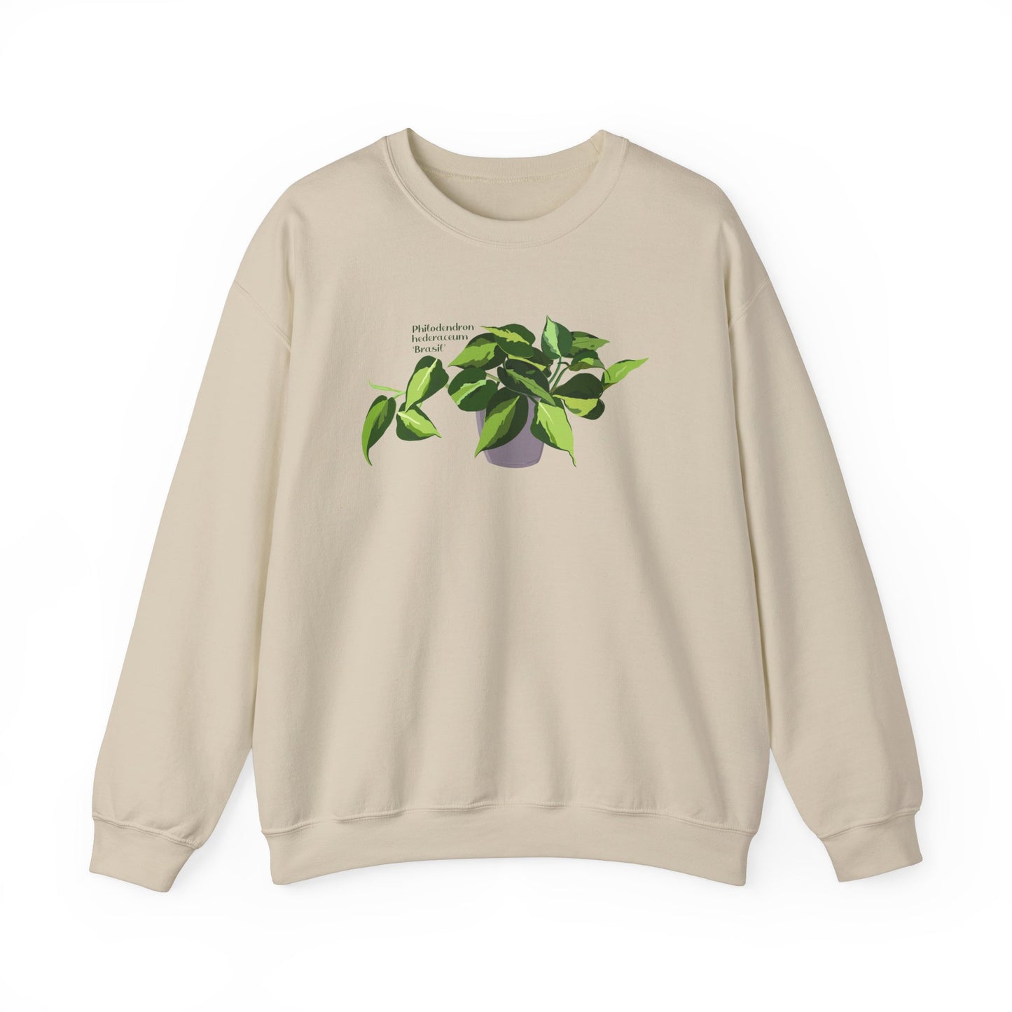 Philodendron Brasil Plant Lover Crewneck Sweatshirt - Beige