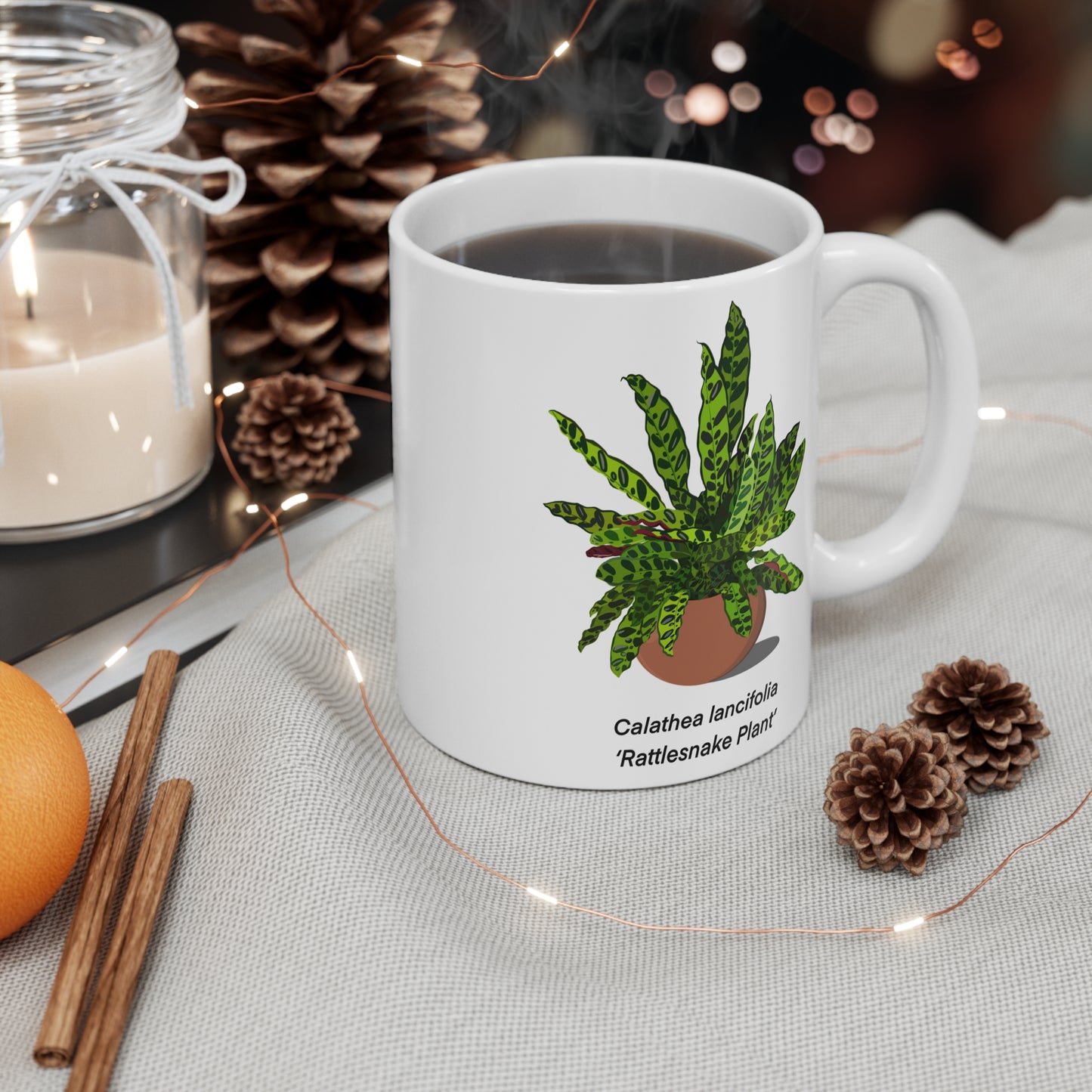 Calathea Lancifolia 'Rattlesnake Plant' Mug - White