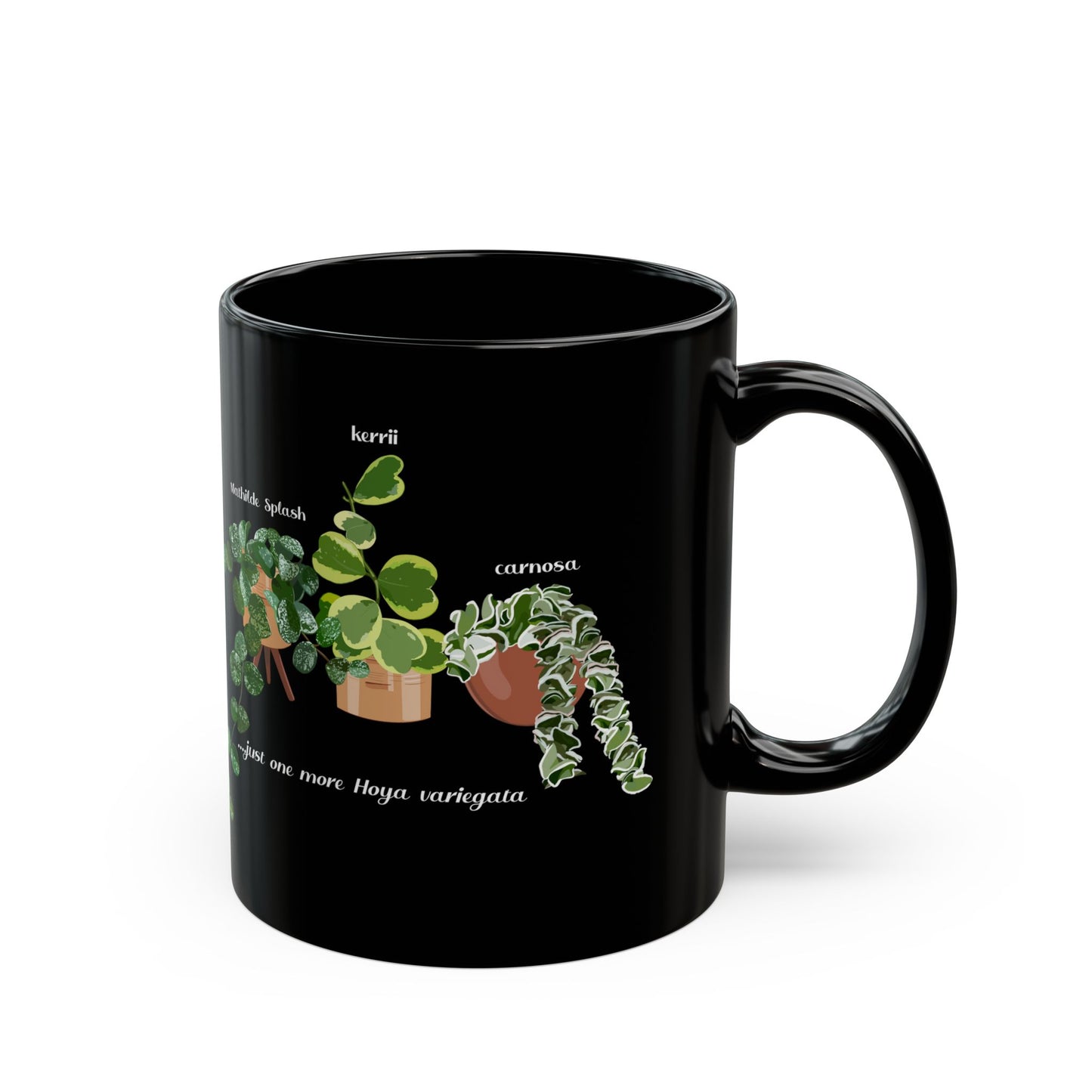 Hoya Mathilde Splash, Kerrii Variegata and Carnosa Hindu Rope Trio Mug - Black