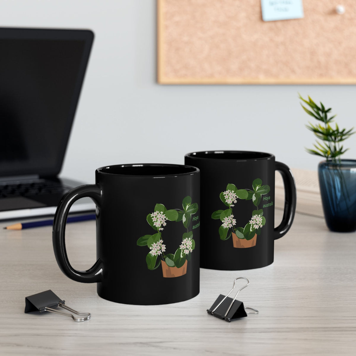 Blooming Hoya Australis Plant Lover Mug - Black