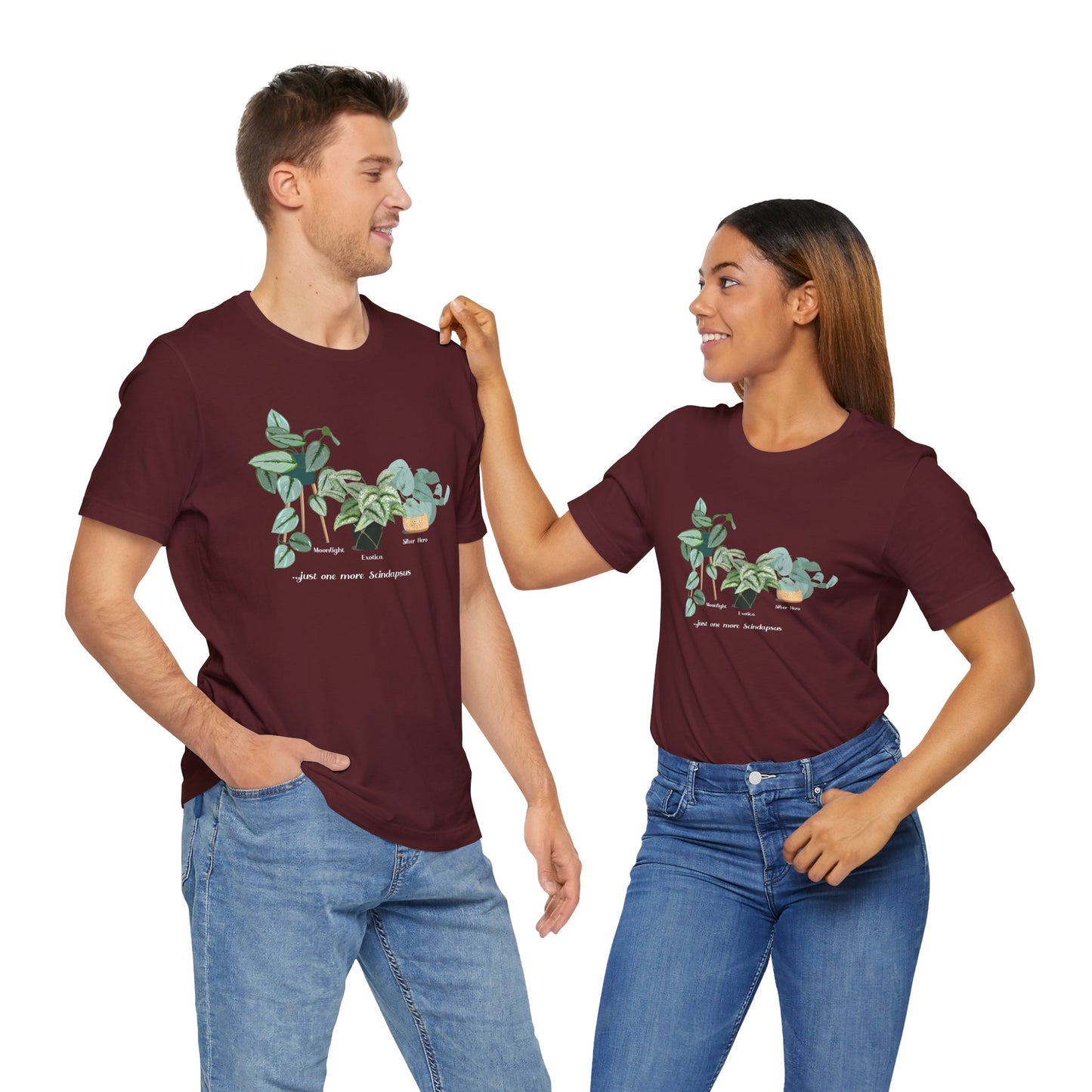 Scindapsus Trio Plant Lover T-Shirt - Maroon