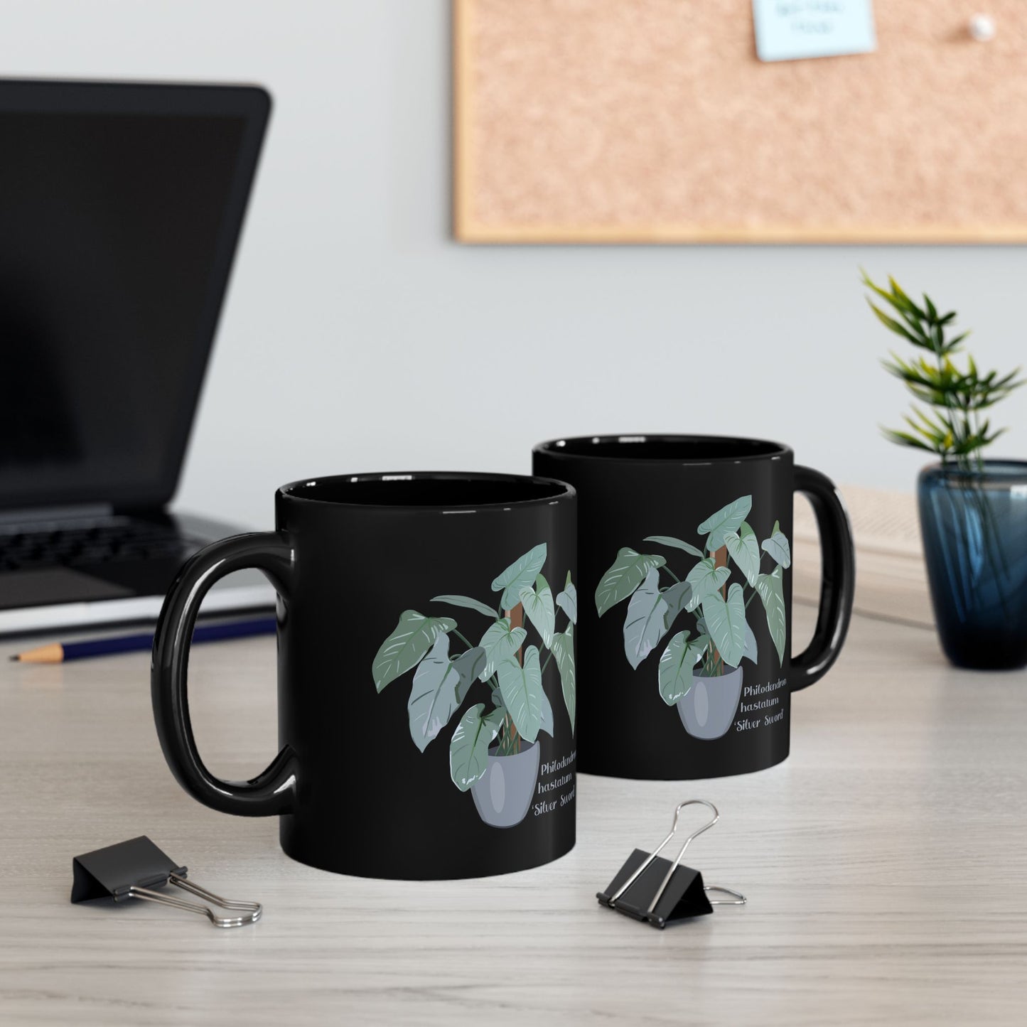 Philodendron Hastatum "Silver Sword" Plant Lover Mug - Black