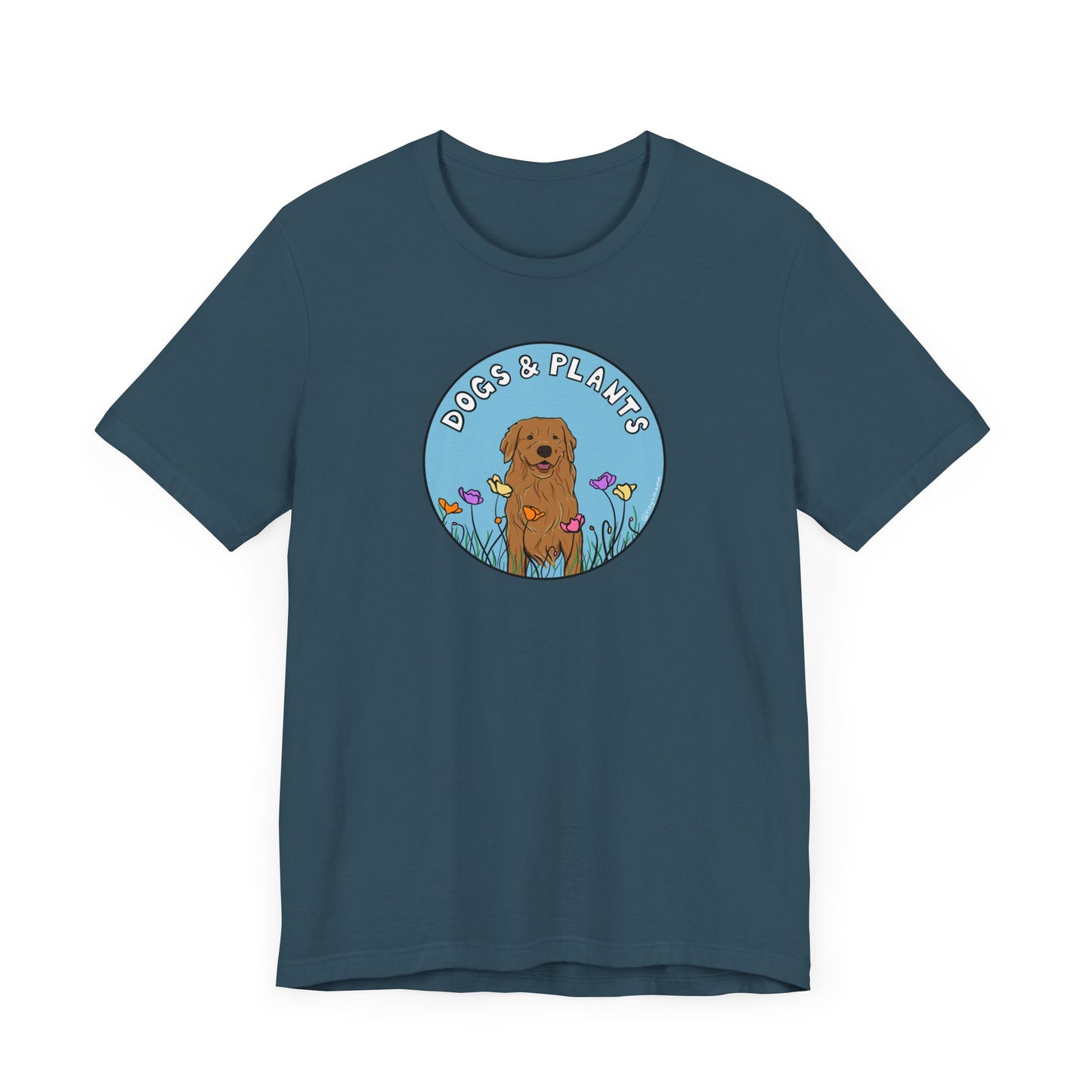 Dogs & Plants T-Shirt for Golden Retriever & Plant Lovers - Deep Teal