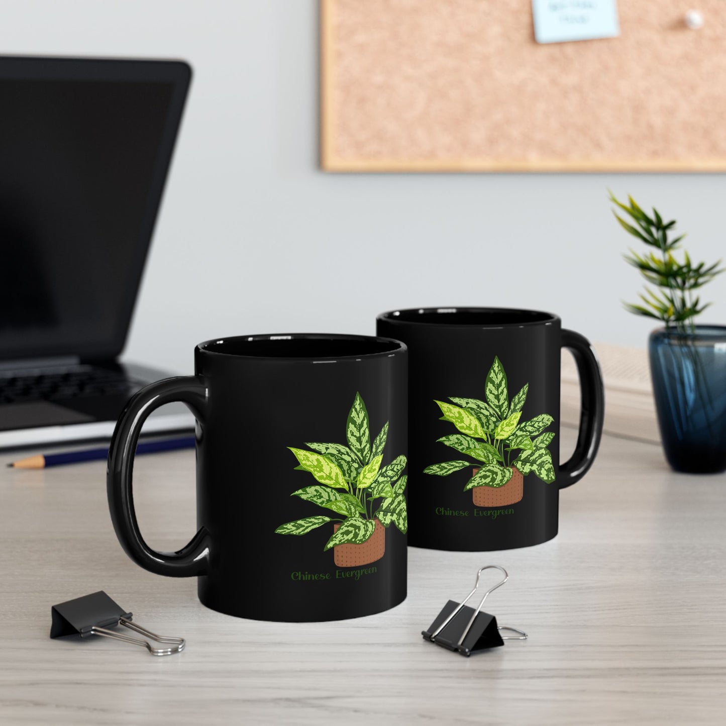 Chinese Evergreen Plant Lover Mug - Black