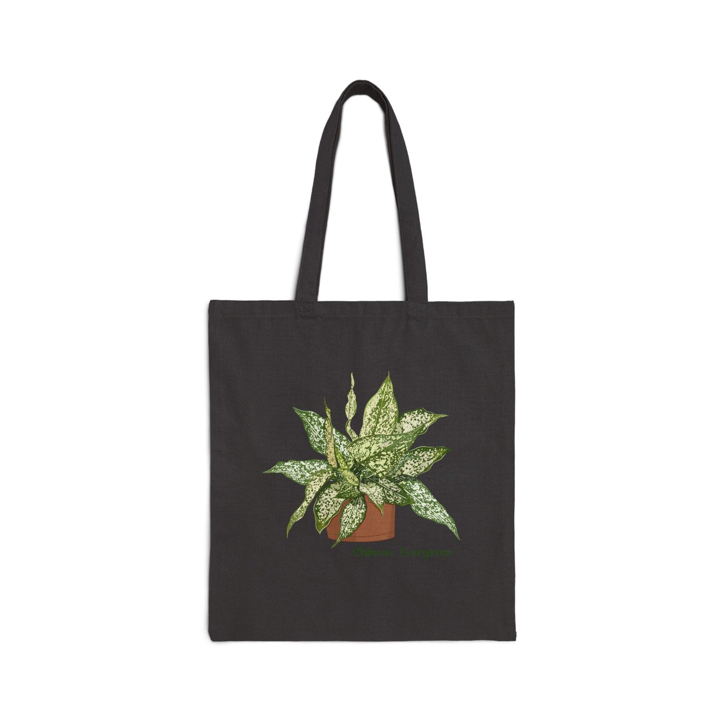 Chinese Evergreen Plant Lover Canvas Tote Bag - Black