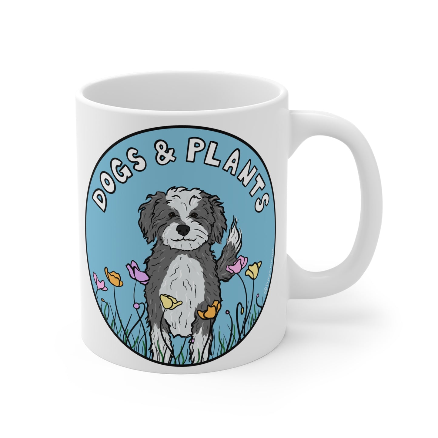 Dogs & Plants Doodle & Plant Lover Mug - White