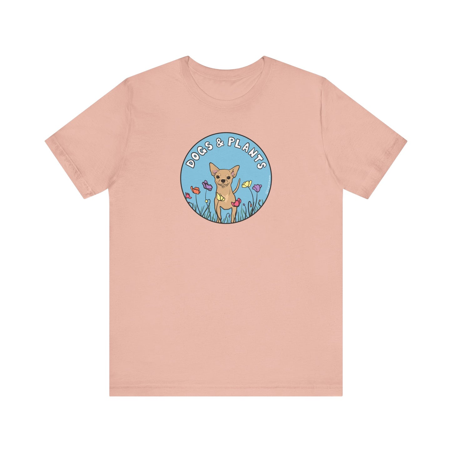 Dogs & Plants T-Shirt for Chihuahua & Plant Lovers - Peach