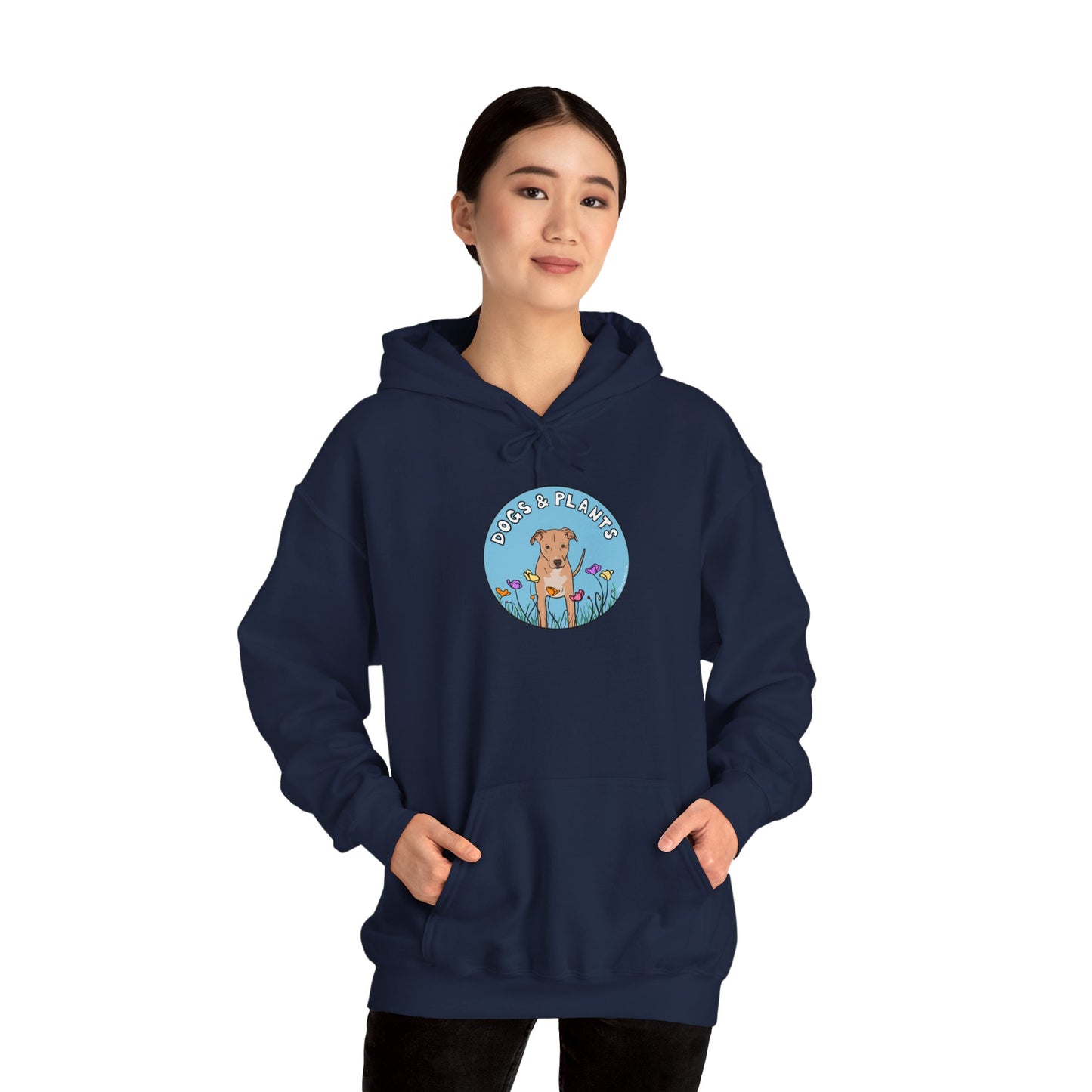 Dogs & Plants Hoodie for Rescue Dog & Plant Lovers - Navy