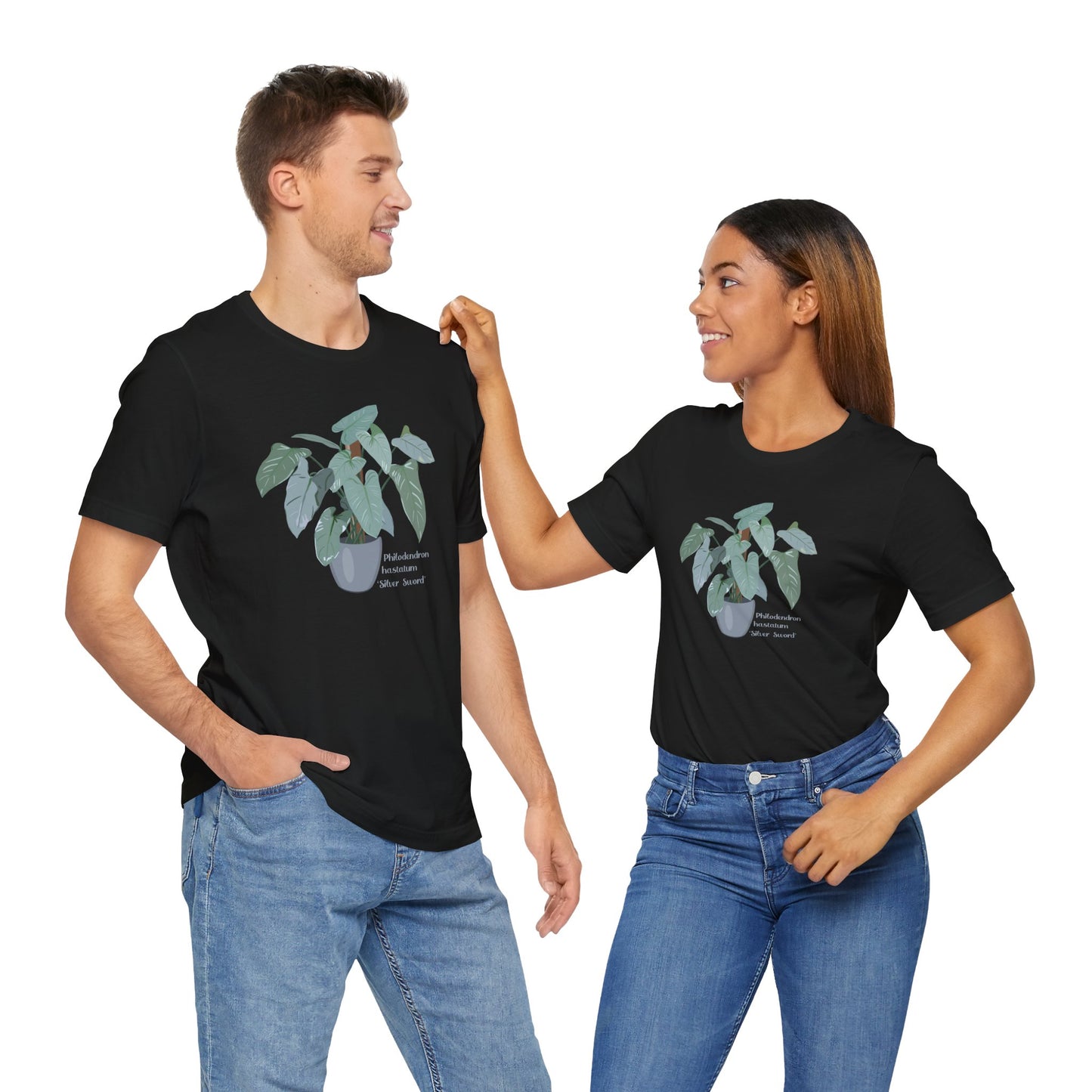 Philodendron Hastatum "Silver Sword' Plant Lover T-Shirt - Black