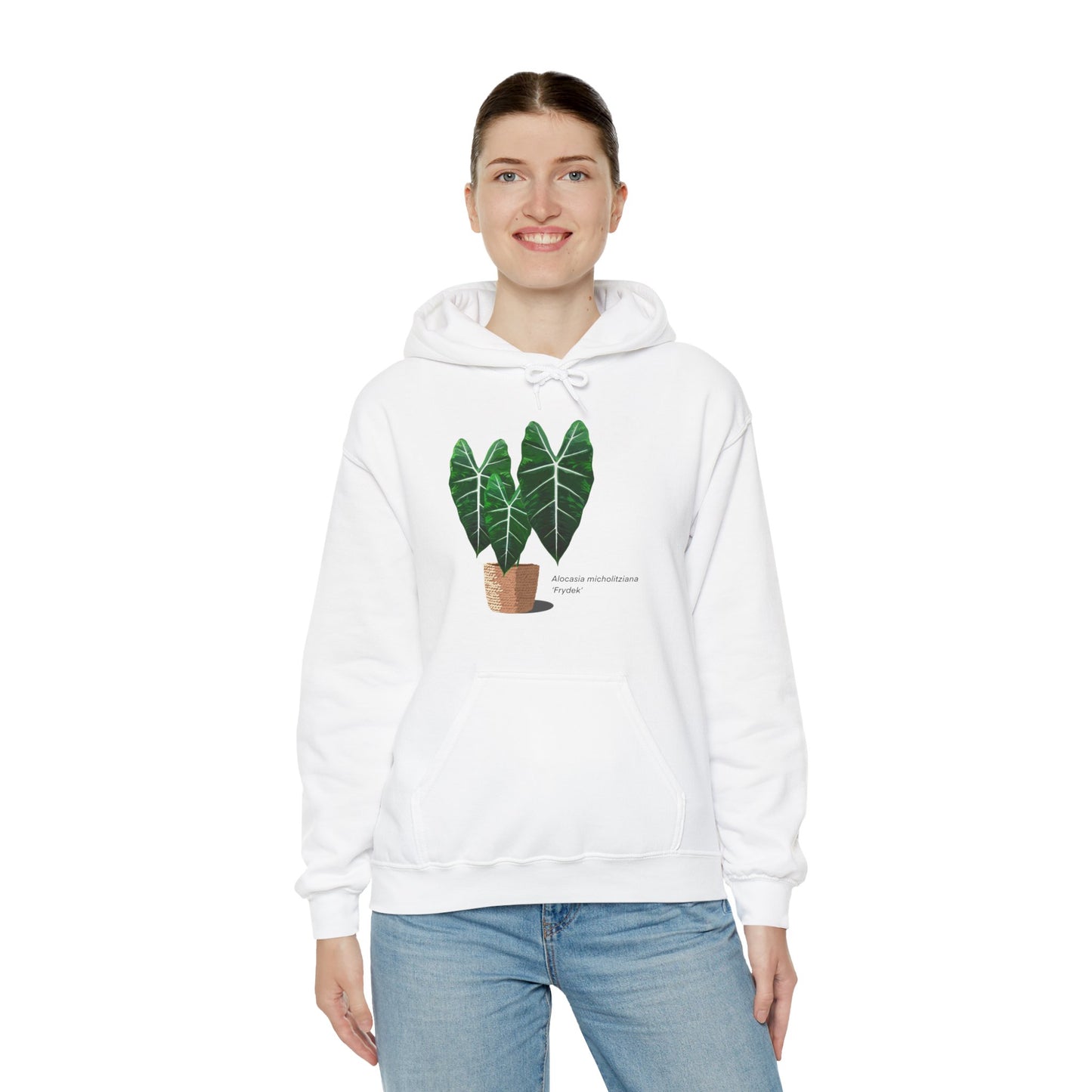 Alocasia Micholitziana 'Frydek' Plant Hoodie - White