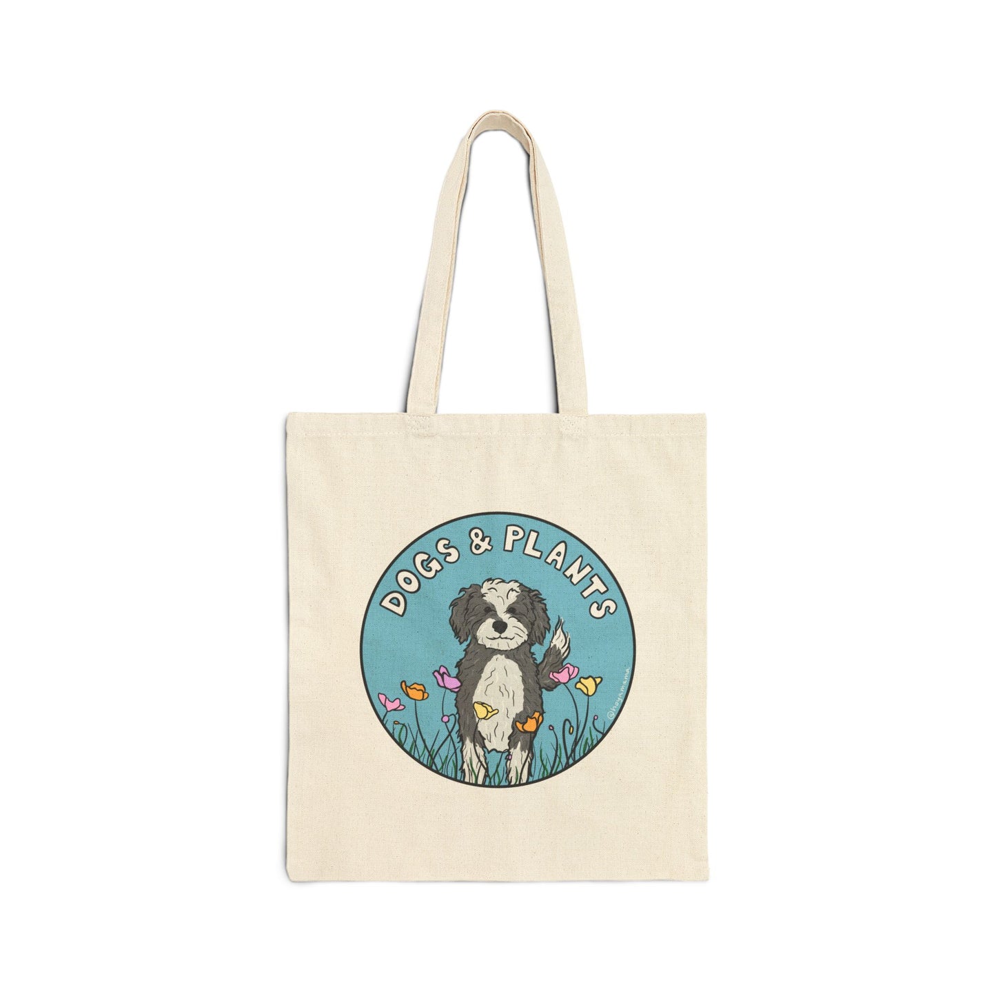 Dogs & Plants Doodle & Plant Lover Canvas Tote Bag