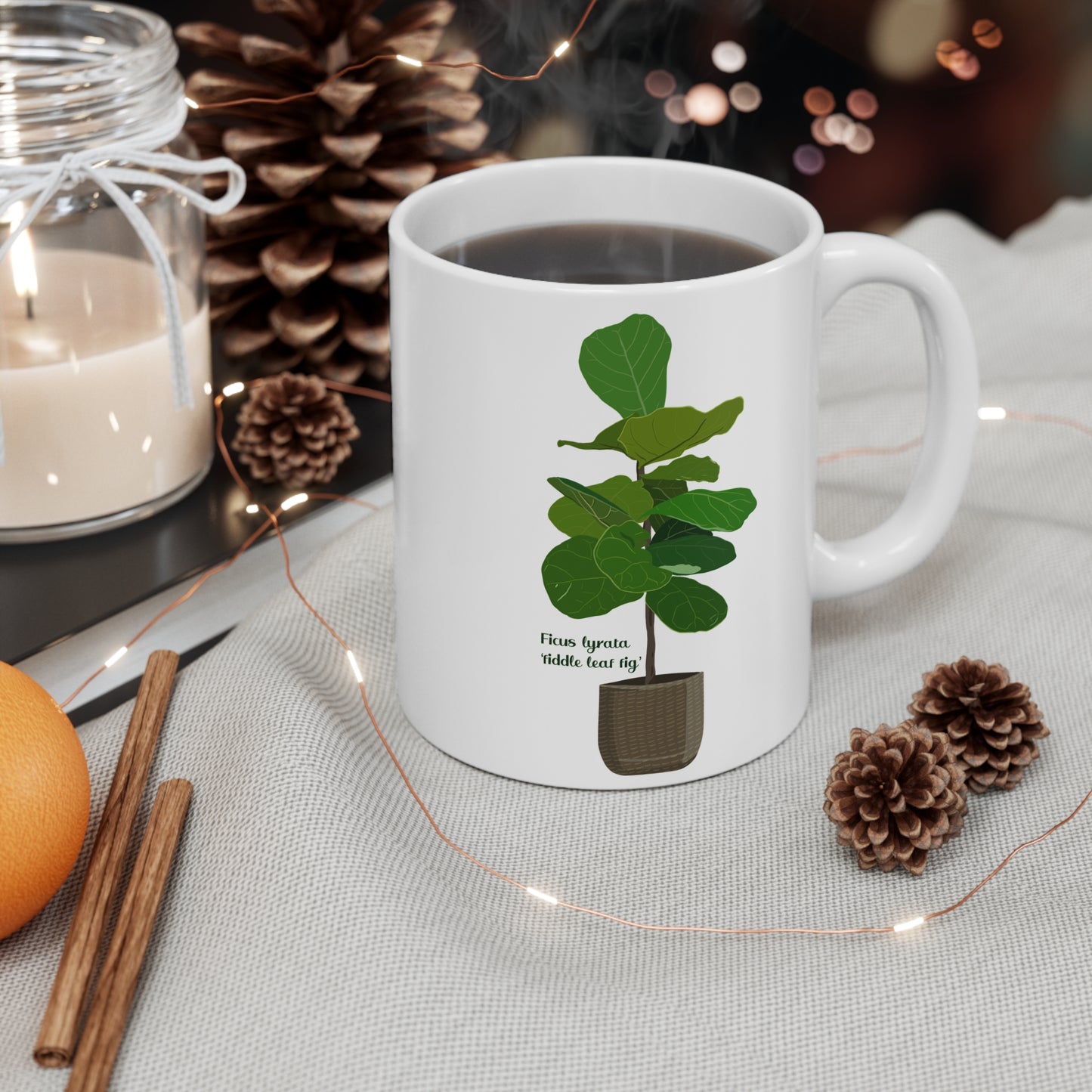 Ficus Lyrata "Fiddle Leaf Fig" Plant Lover Mug - White